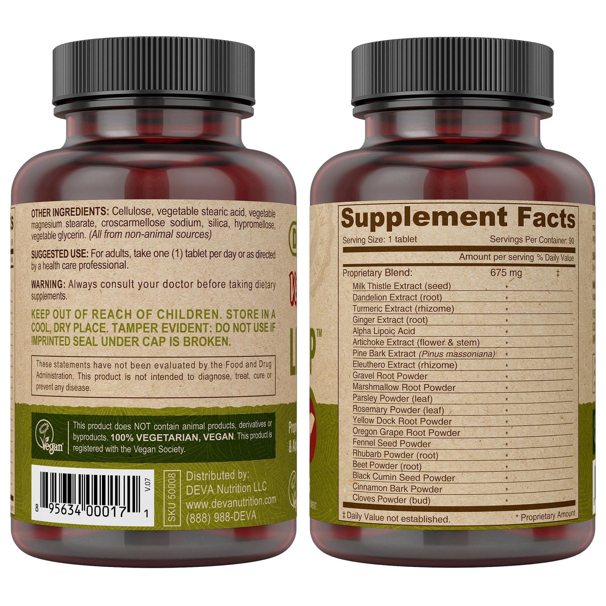 DEVA Vegan Liver Support Tablets 2-Pack - Proprietary Blend of 20 Herbs & Nutraceuticals, 90 Count Ea DEVA uk supplements