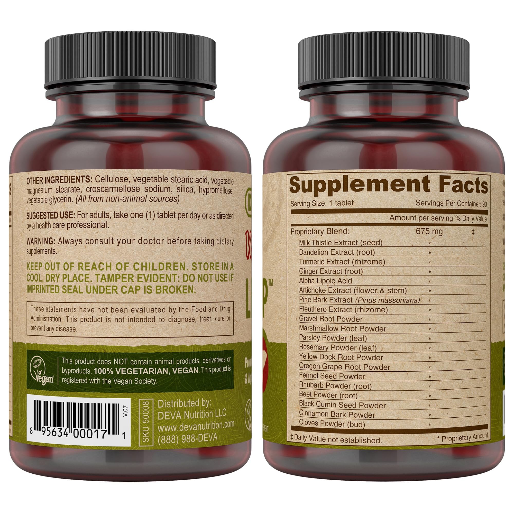 DEVA Vegan Liver Support Tablets 2-Pack - Proprietary Blend of 20 Herbs & Nutraceuticals, 90 Count Ea DEVA uk supplements