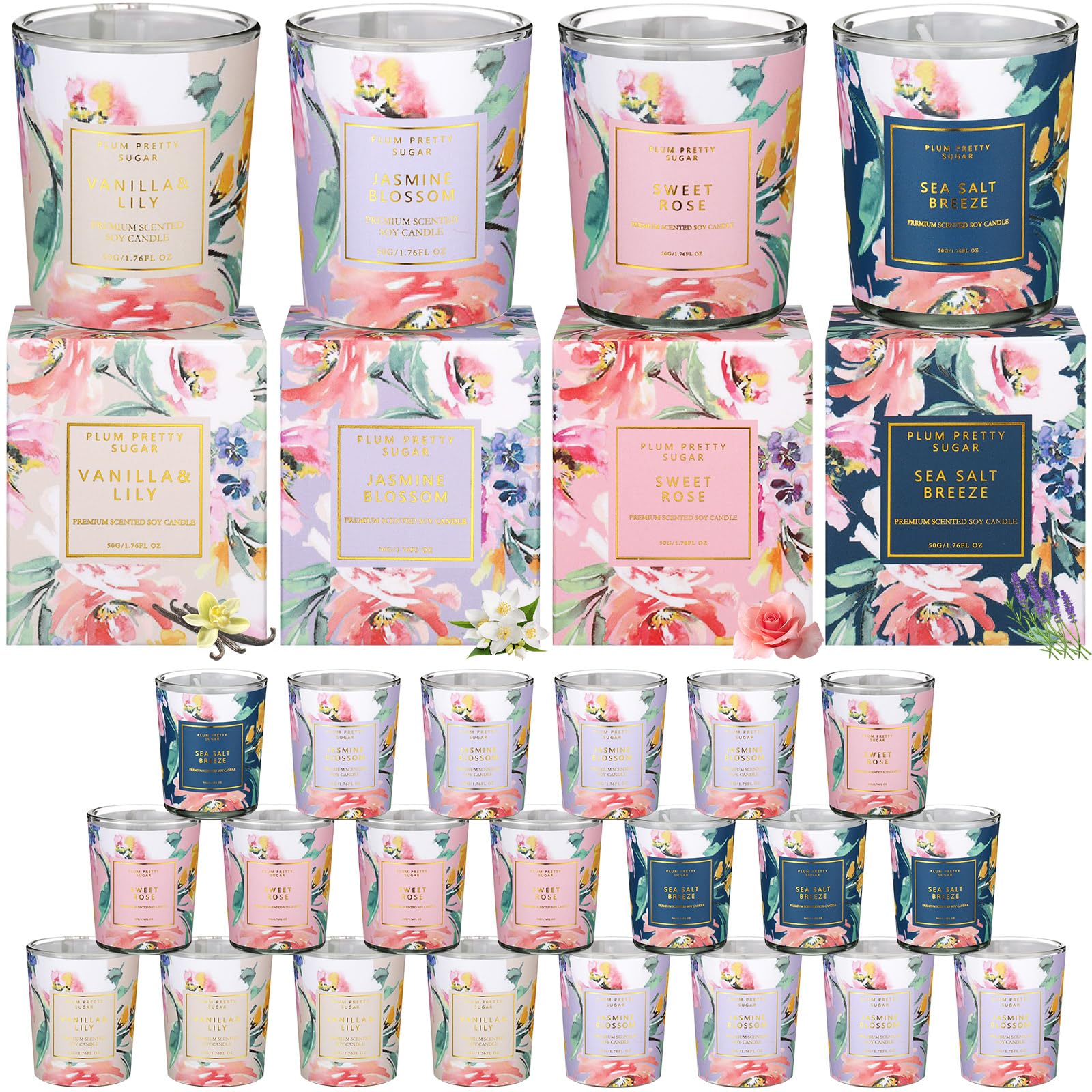 MTLEE 24 Pcs Candles for Home Scented Candle Gifts for Women Bulk 8 Long Lasting Aromatherapy Jar MTLEE uk supplements