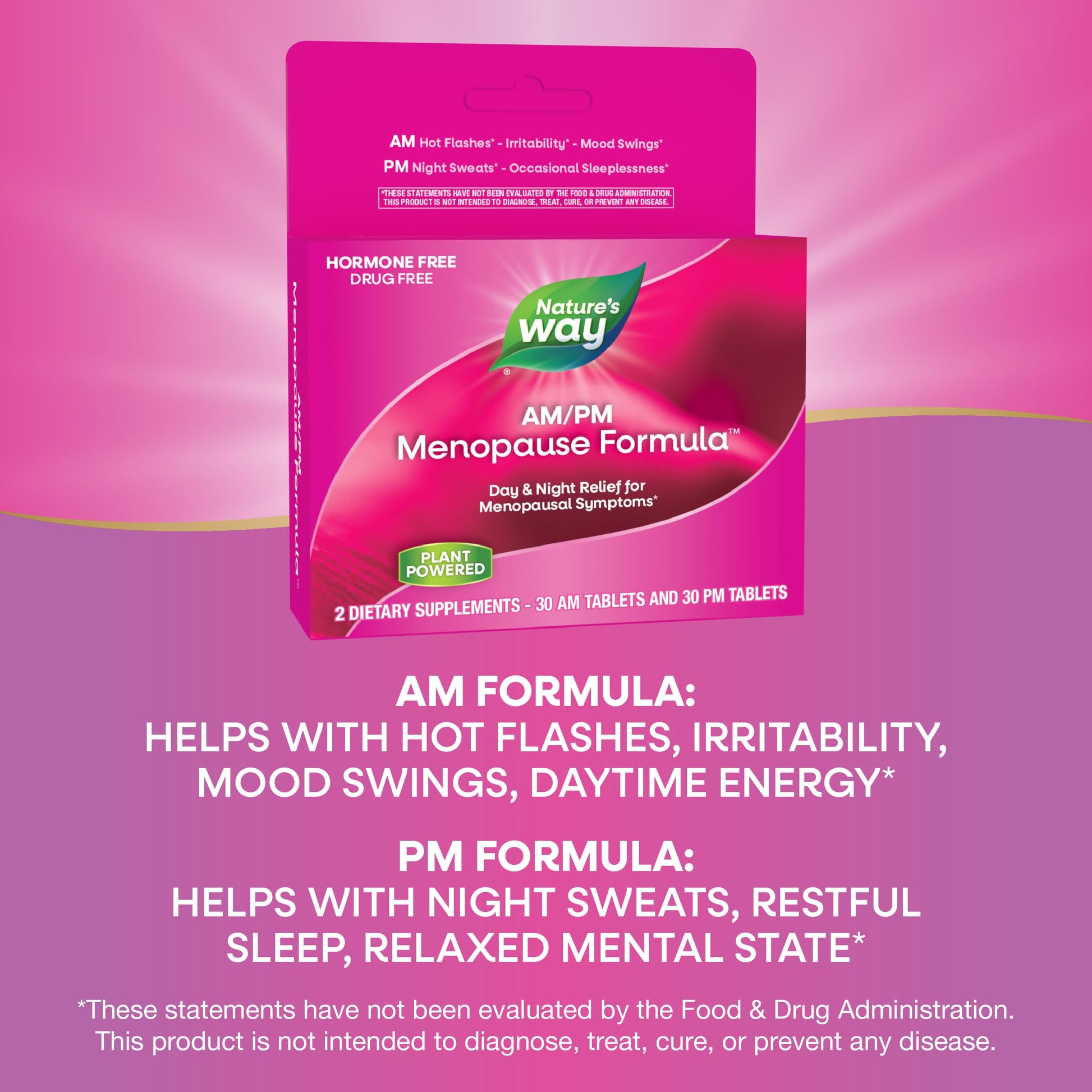 Enzymatic Therapy AM/ PM Menopause Hormone-Free Formula Daytime Energy & Restful Sleep (60 Count) Nature's Way uk supplements