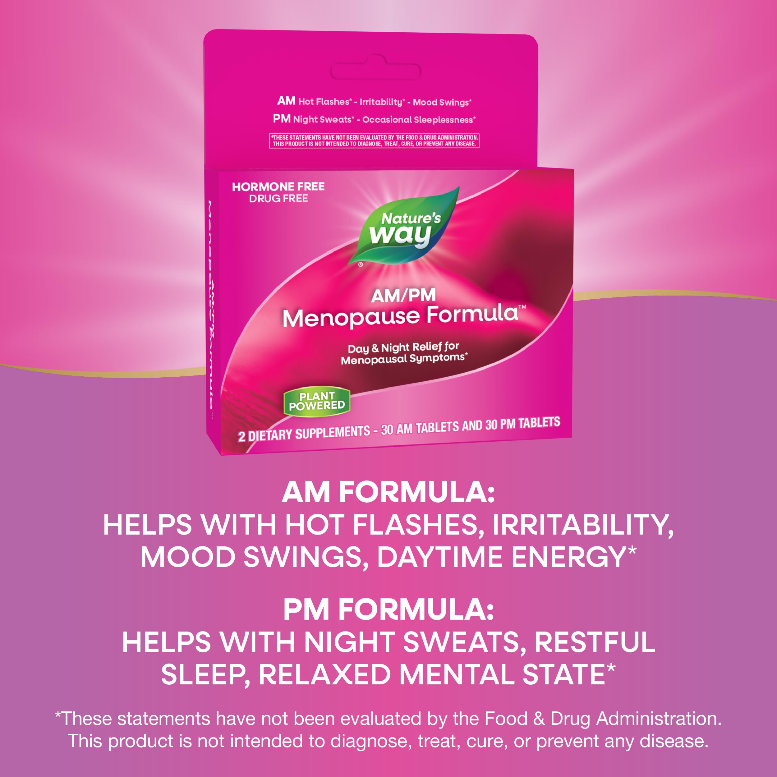 Enzymatic Therapy AM/ PM Menopause Hormone-Free Formula Daytime Energy & Restful Sleep (60 Count) Nature's Way uk supplements