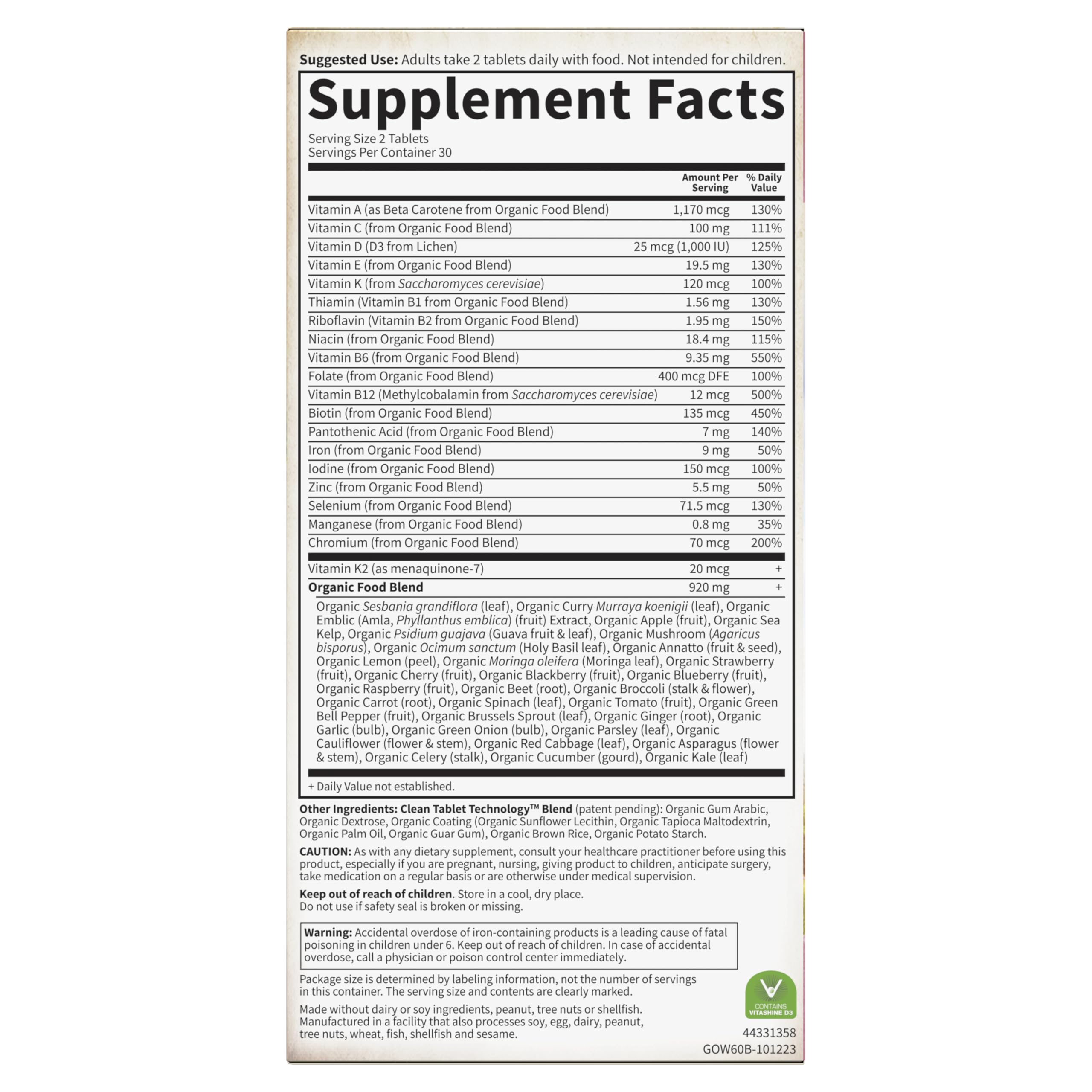 Garden of Life Organics Organic Multivitamin for Women - Womens Multi with Vitamin C, D, Folate, B6, B12, Biotin, Iron Garden of Life uk supplements