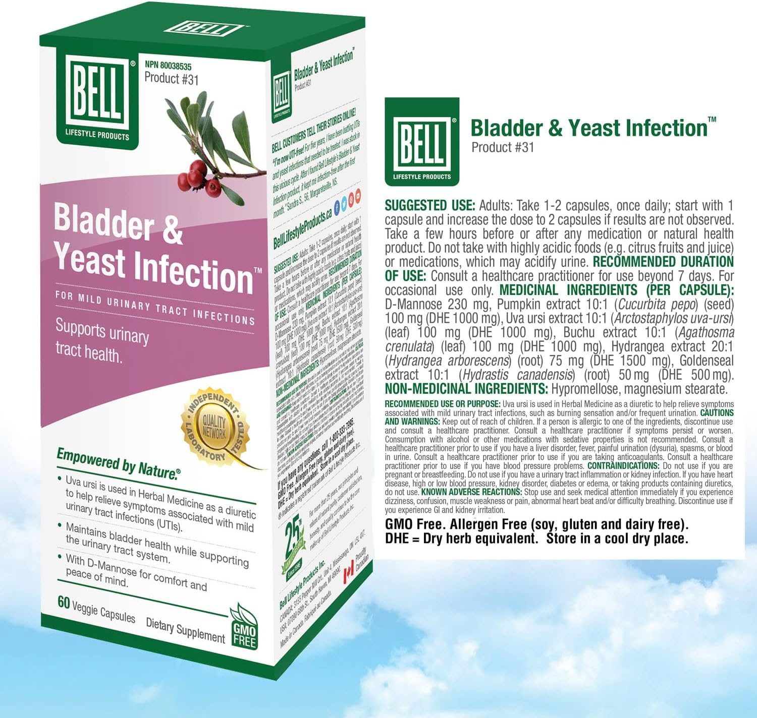 Bell Lifestyle Products Bladder Health and Yeast Balance - 60 Capsules Bell uk supplements