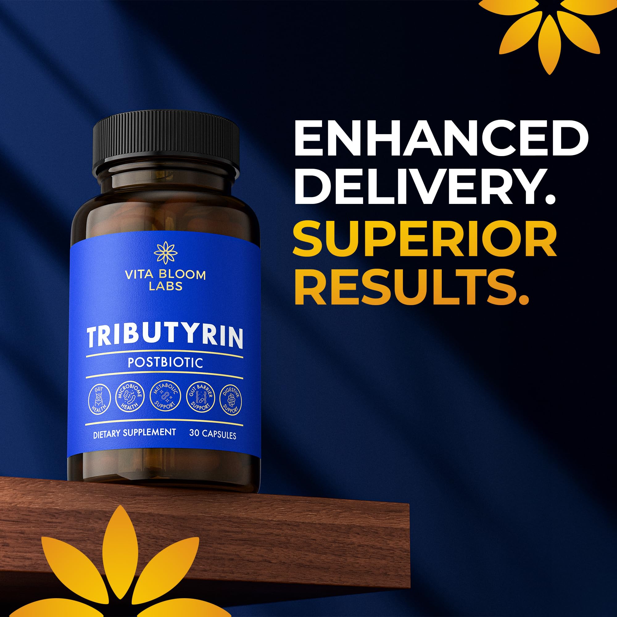 Tributyrin Supplement - Better Delivery & More Effective than Sodium Butyrate - Gut Health & Digestive Support - 3-in-1 Butyrate Postbiotics for Leaky Gut & Gut Barrier Support - 30 Capsules Vita Bloom Labs uk supplements