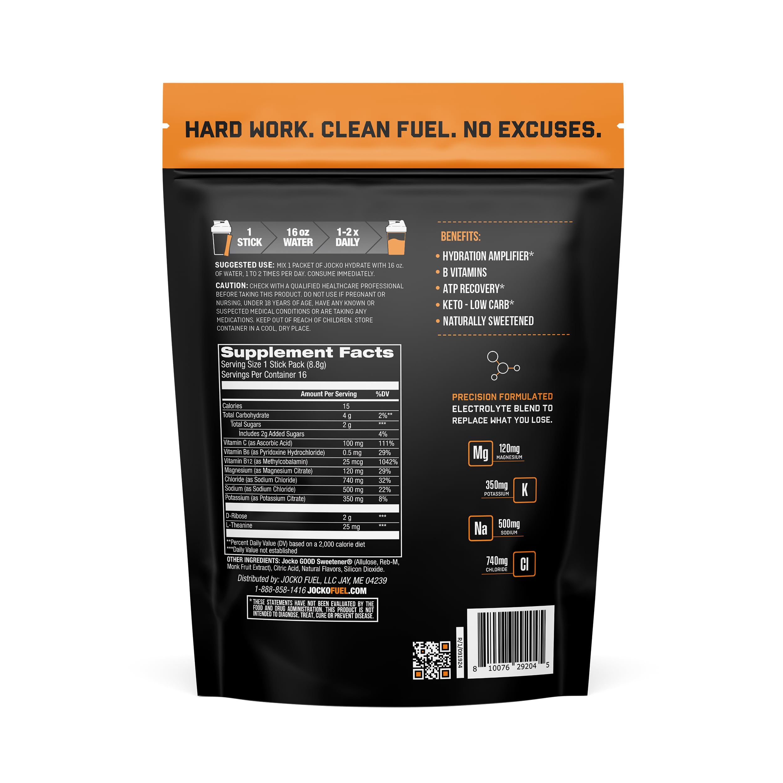 Jocko Fuel Hydrate Electrolytes Powder Packets Low Sugar - Hydration Amplifier Packets for Recovery, Dehydration, & Exercise - with Vitamins B6, B12 & C Jocko Fuel uk supplements
