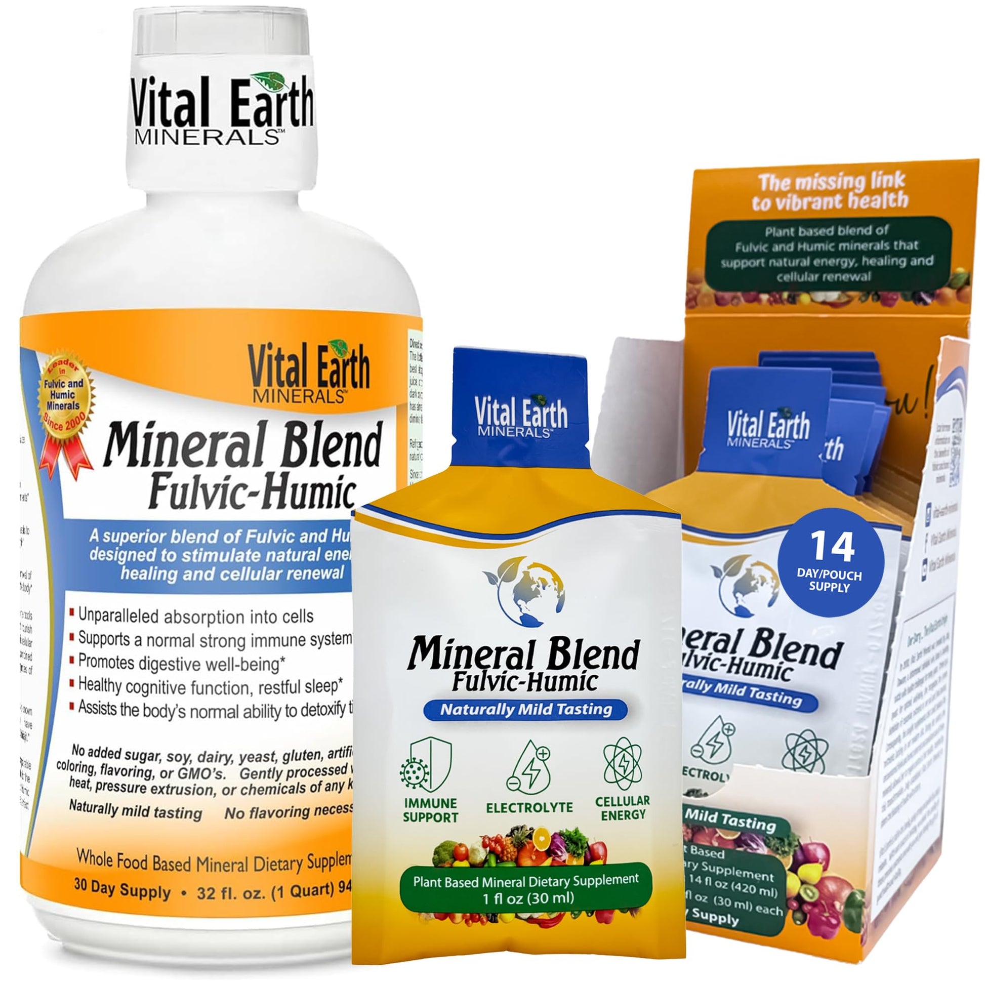 Vital Earth Minerals Detox & Wellness Support – Fulvic Humic Mineral Blend with 70+ Trace Minerals, Electrolytes, 32 Oz Bottle + 14 Single-Serve Packs Vital Earth Minerals uk supplements