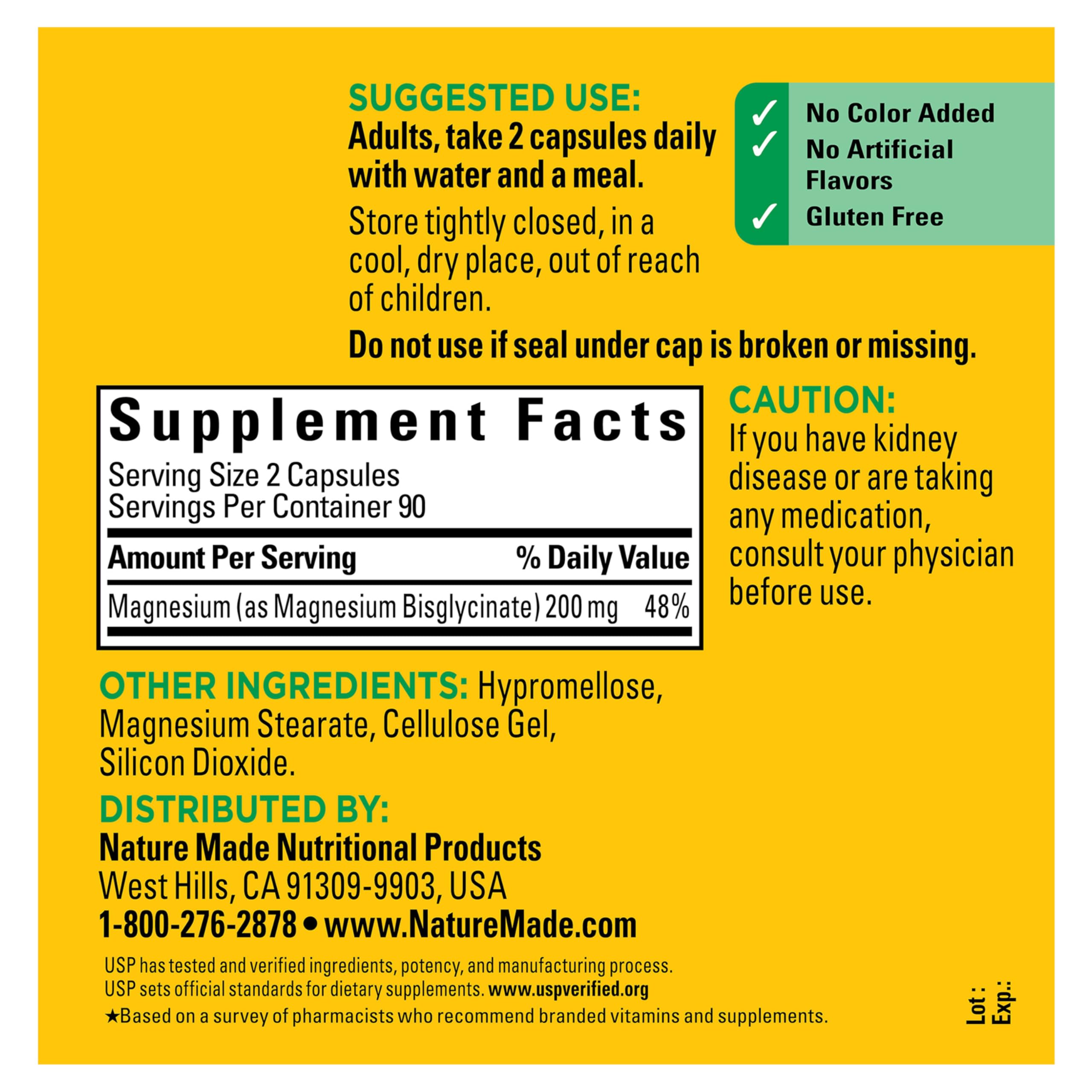 Nature Made Magnesium Glycinate 200 mg per serving, Magnesium Supplement for Muscle, Heart, Nerve and Bone Support, 180 Magnesium Bisglycinate Capsules, 90 Day Supply Nature Made uk supplements