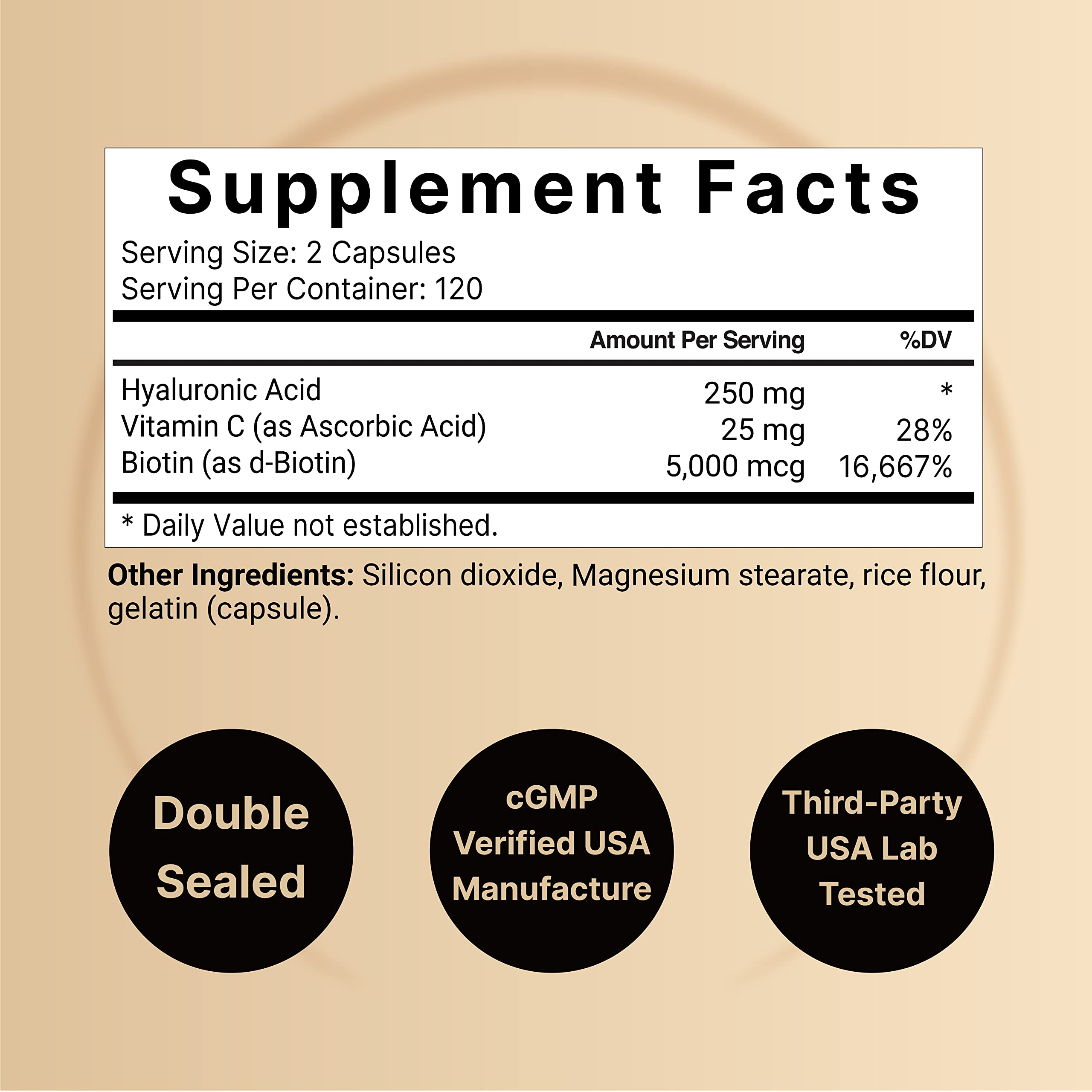 NatureBell 2 Pack Plant Based Hyaluronic Acid Supplements 250mg with 25mg Vitamin C NatureBell uk supplements