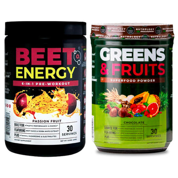 Nutrology Greens & Fruits Powder-Naturally Sourced Superfood, Chocolate (30 Servings) Beet Natural O2, Pre Workout Powder, Passion Fruit Flavor (30 Servings) Nutrology uk supplements