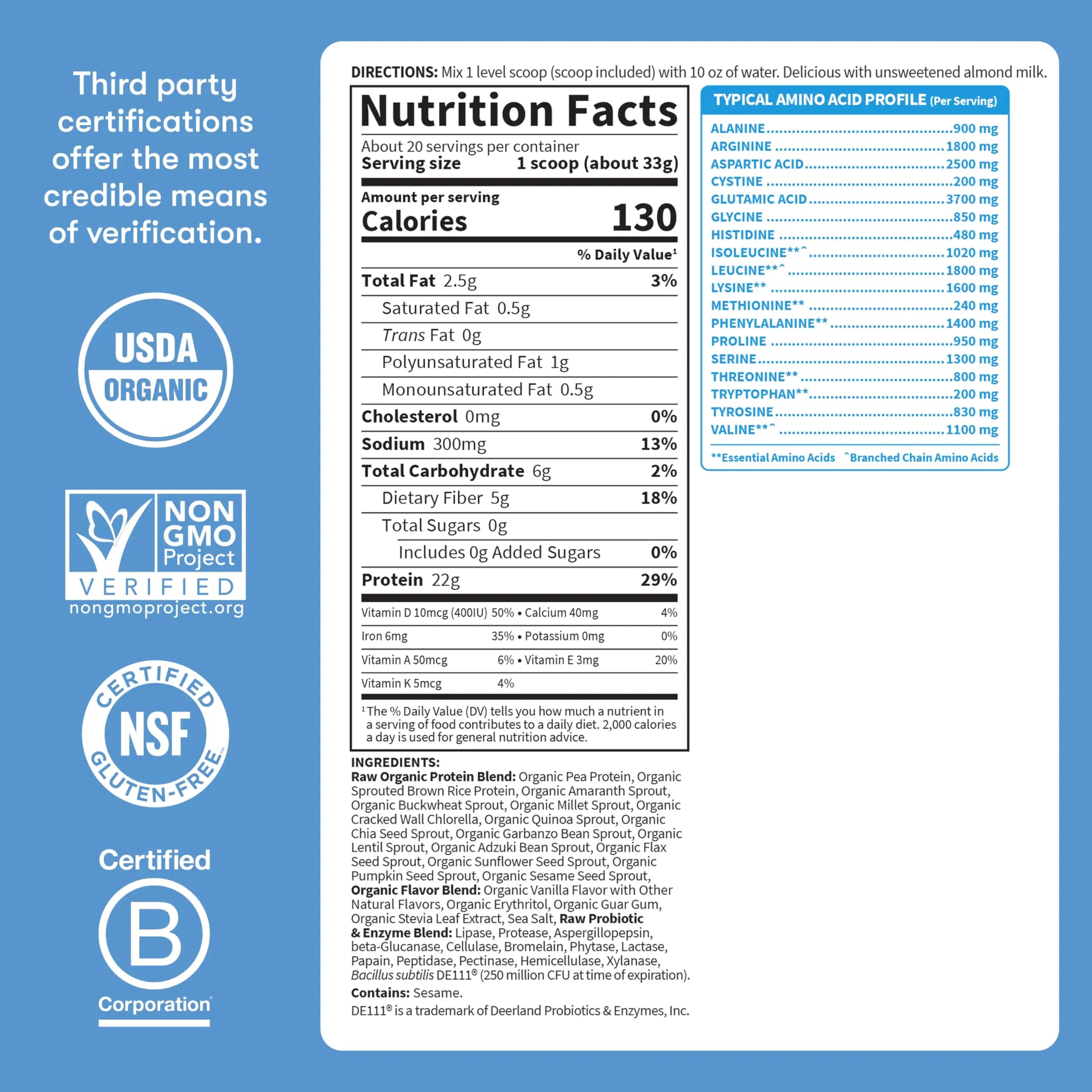 Garden Of Life Protein Powder, Vegan Protein Powder, Bcaa, Probiotics & Digestive Enzymes, Gluten & Lactose Free, Vanilla, 23.28 Ounce Garden of Life uk supplements