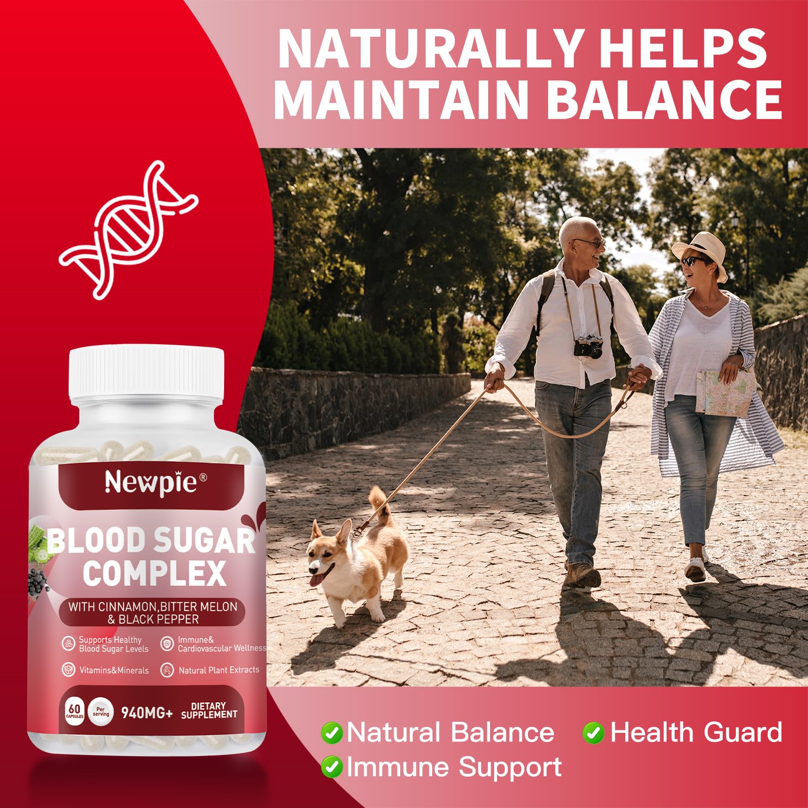 Blood Sugar Complex Supplement – Natural with 20 Active Herbs and Vitamins, Including Cinnamon, Bitter Melon, Black Pepper, Licorice, Vegan, Non-GMO, Gluten-Free, 60 Capsules HOWEEJET uk supplements