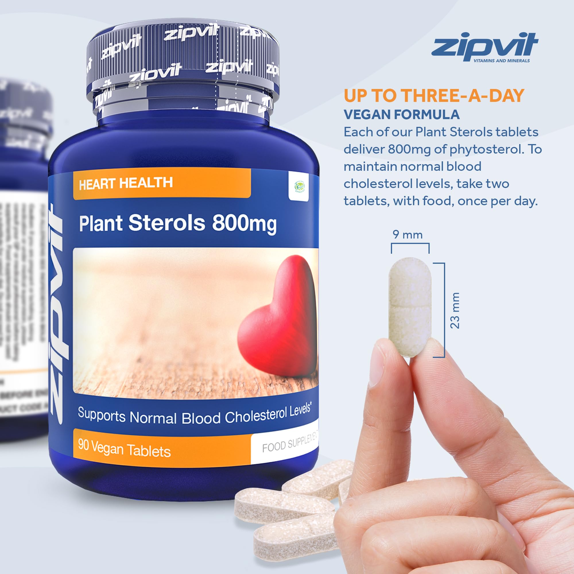 Plant Sterols High Strength 800mg, 90 Vegan Tablets, Supports and Helps Lower Zipvit uk supplements