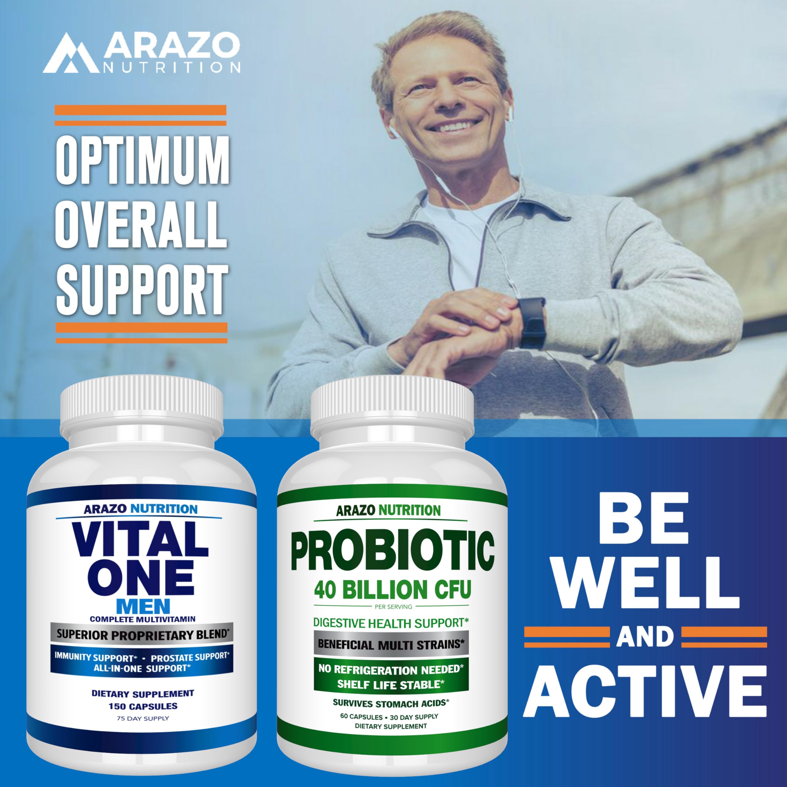 Arazo Nutrition Vital One Multivitamin for Men – Daily Wholefood Supplement - 150 Vegan Arazo Nutrition uk supplements
