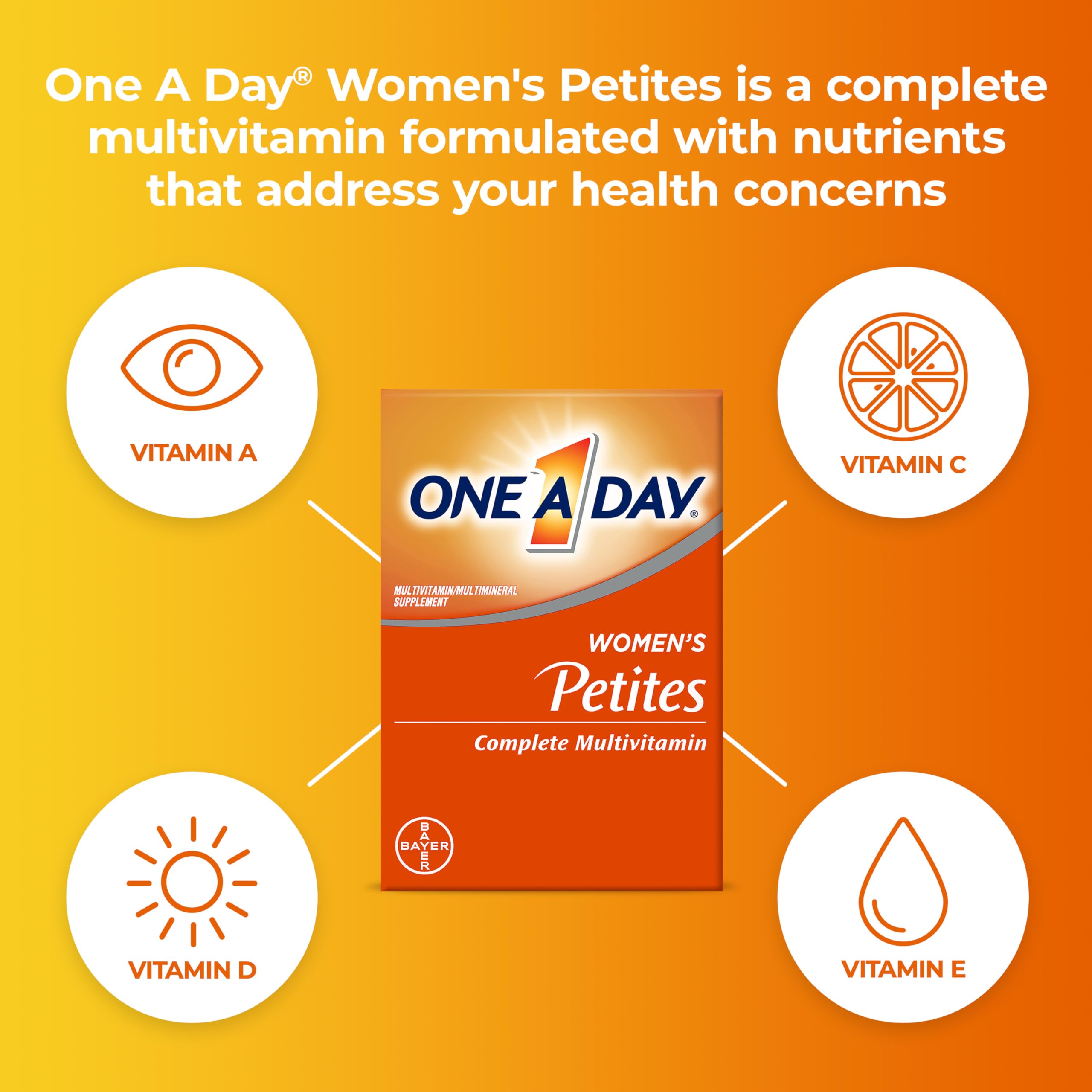 One A Day Women’s Petites Multivitamin,Supplement with Vitamin A, C, D, E and Zinc for Immune Health Support, B Vitamins, Biotin, Folate (as folic acid) ONE A DAY uk supplements