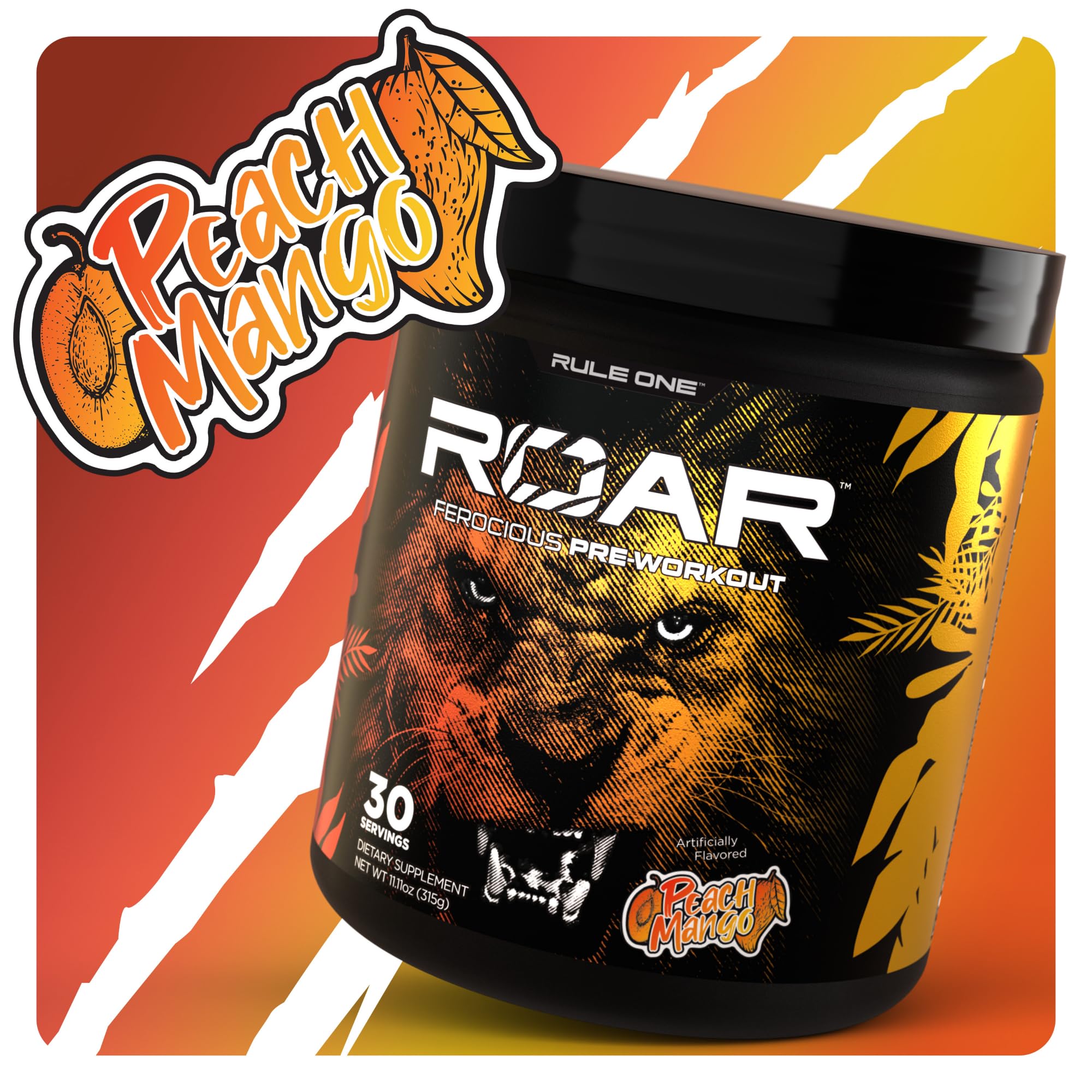 Rule 1 R1 ROAR, Peach Mango - 11.11 oz - Pre-Workout Powder - With Creatine, Beta-Alanine Rule 1 Proteins uk supplements