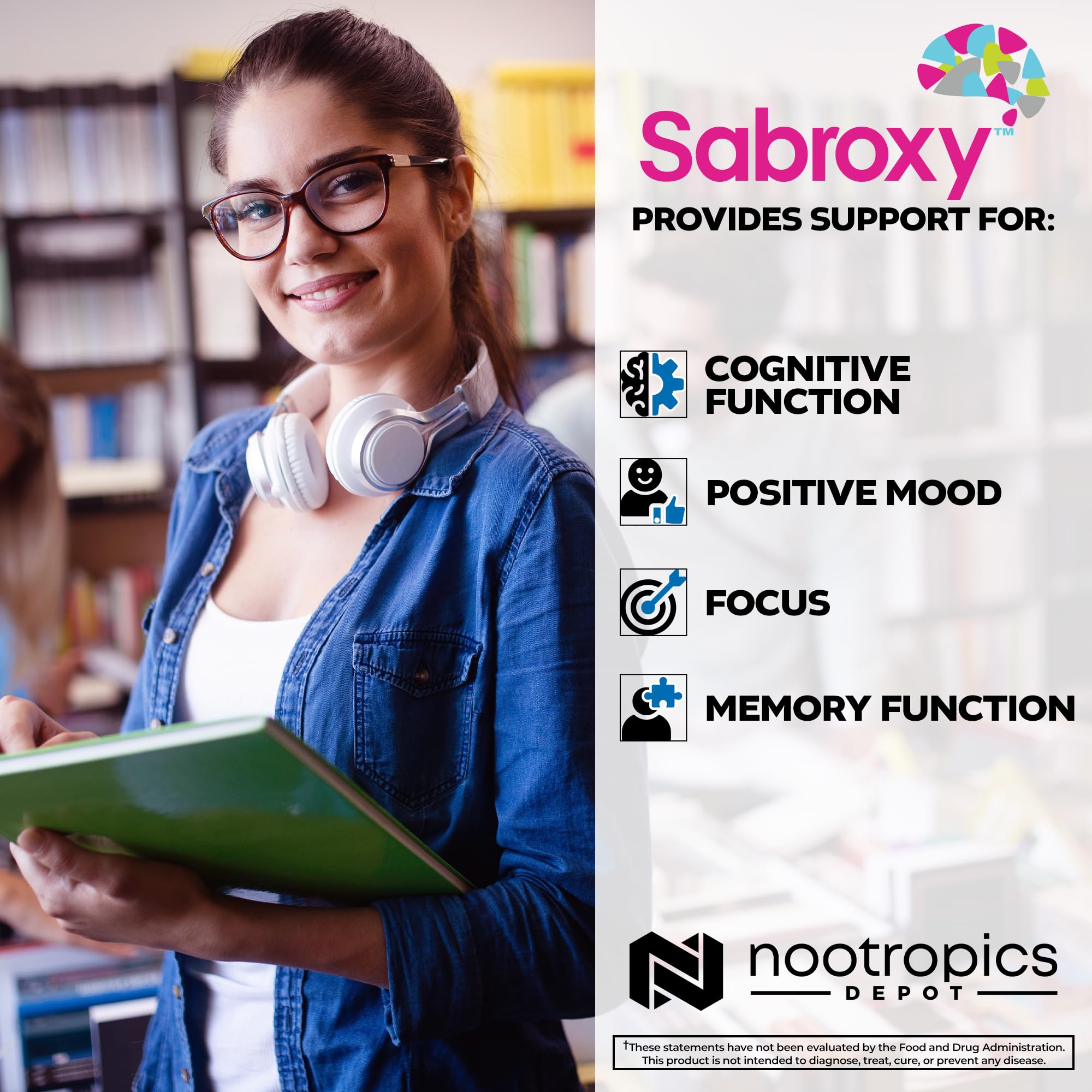 Nootropics Depot Sabroxy® Tablets | 500mg | 30 Count | Minimum 10% Oroxylin-A | Oroxylum indicum | May Help Promote Focus & Motivation | May Help Promote Cognitive Function Nootropics Depot uk supplements