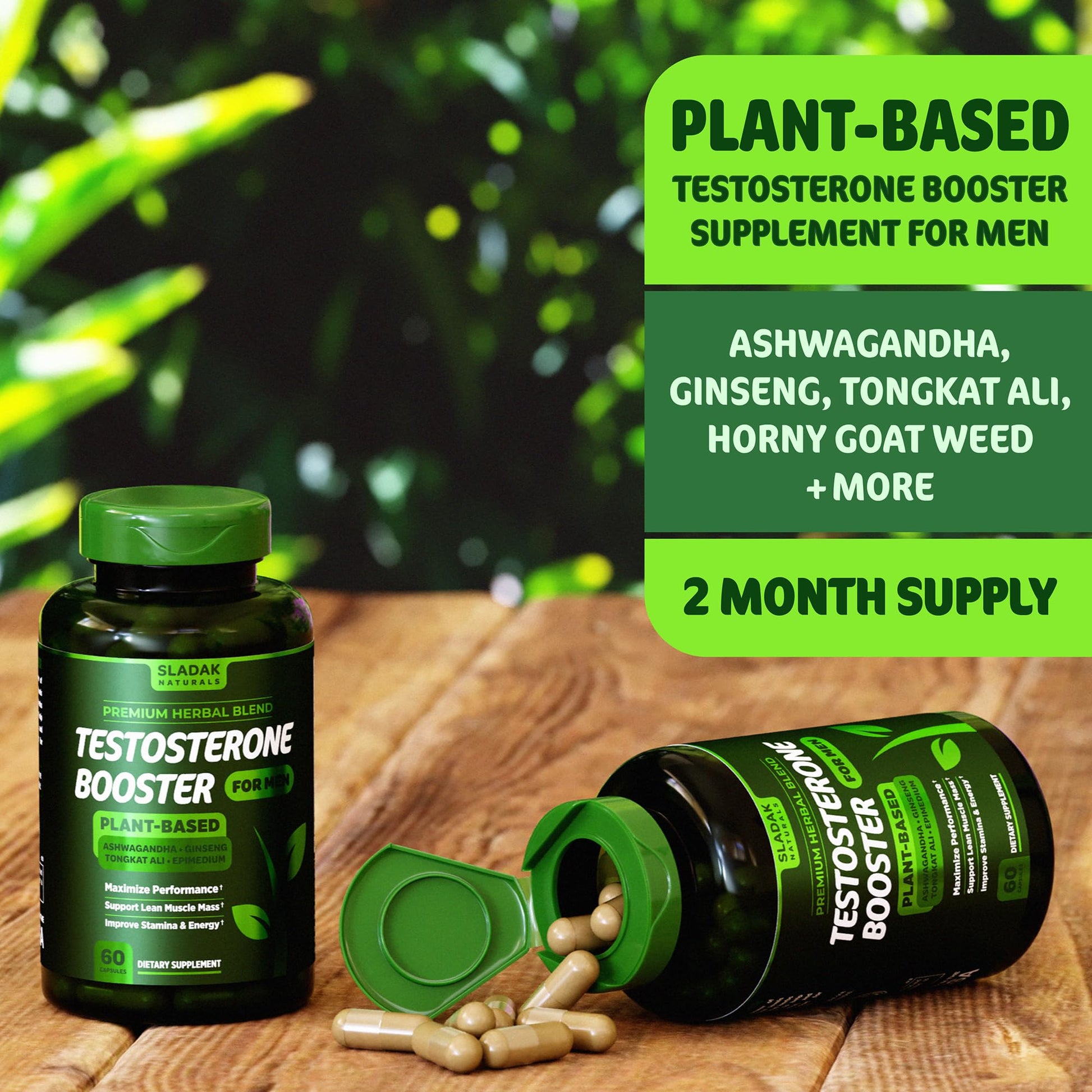 Testosterone Booster Supplement for Men - Male Enhancing Test Boost - Ashwagandha, L-Arginine, Tongkat Ali, Tribulus + More - Workout, Build Muscle, Strength, Energy & Performance - 2 Month Supply SLADAK NATURALS ㅤ uk supplements