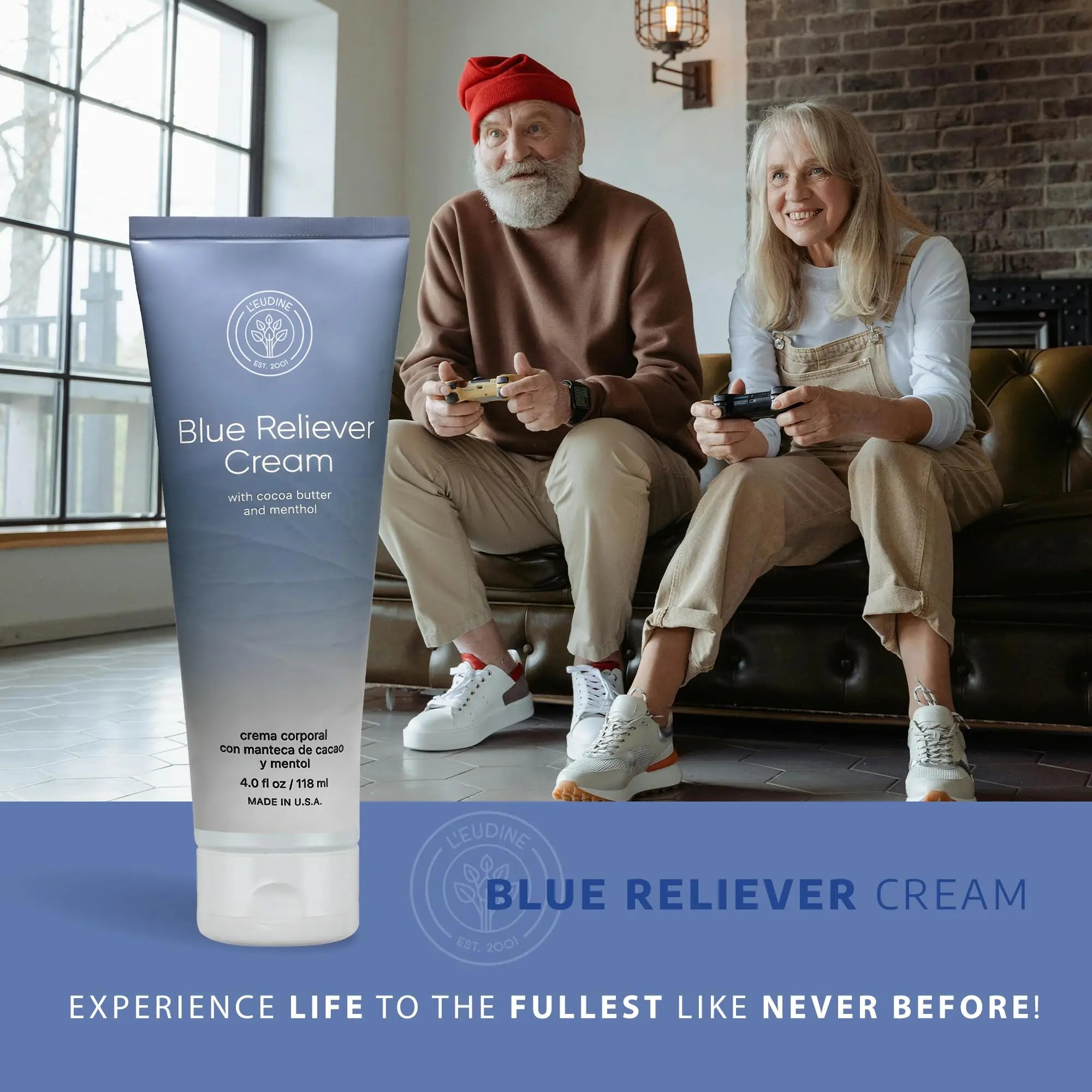 L'EUDINE Blue Reliever Cream – Joint and Muscle Therapy, Body Cream with Cocoa Butter and Menthol L'eudine uk supplements