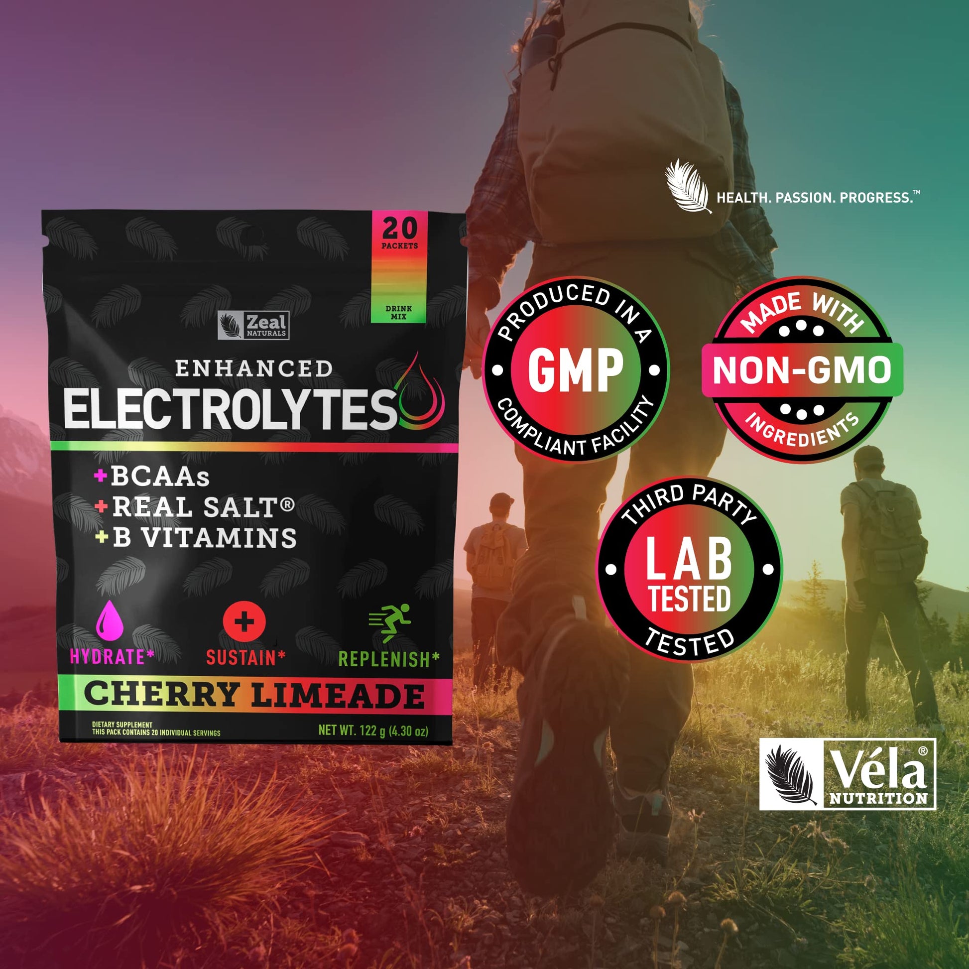 Enhanced Powder Stick Packs (Cherry Limeade- 20 Packets) Sugar Free + BCAA B Zeal Naturals uk supplements