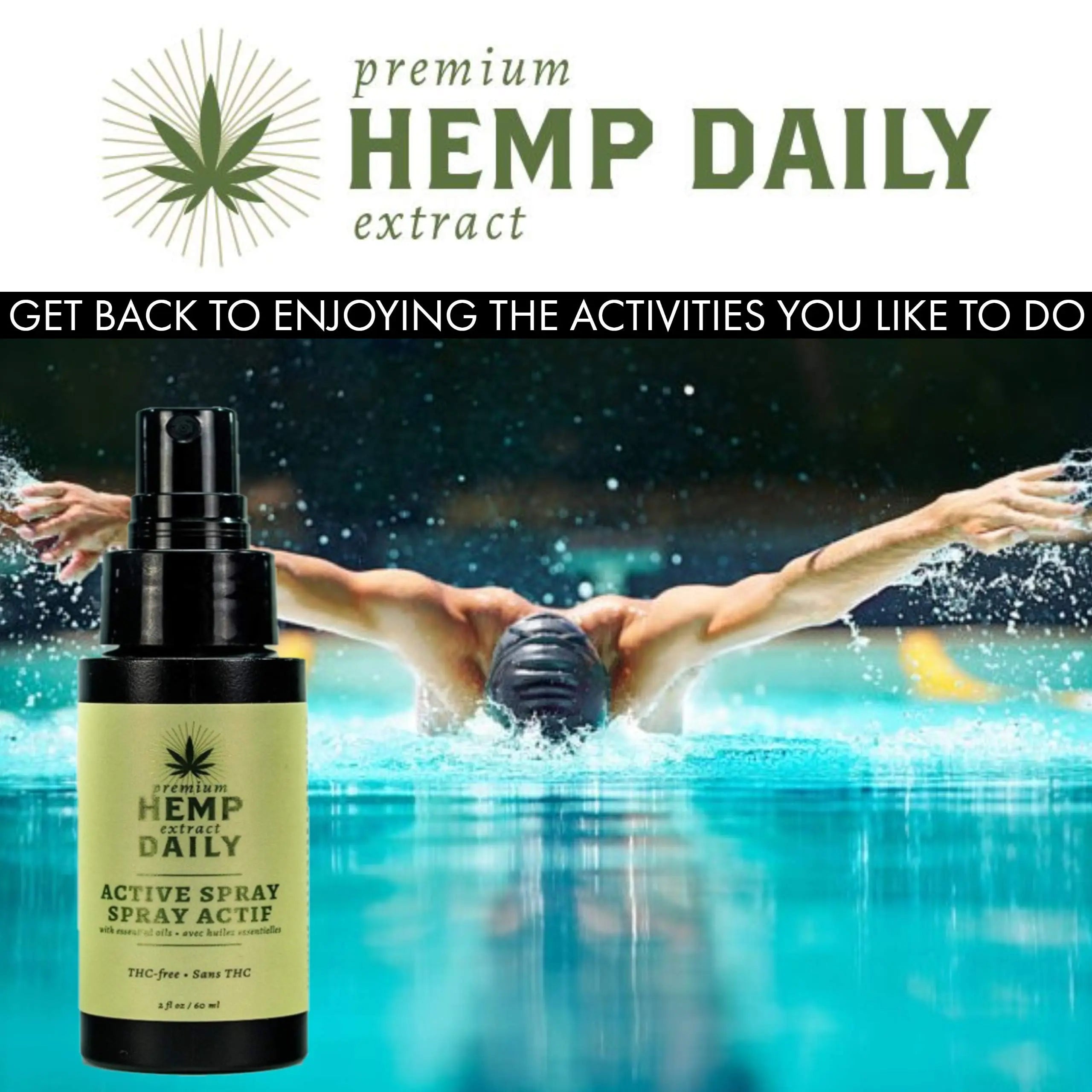 Hemp Daily Active Spray | Hemp Spray with Essential Oils | Vegan, Organic Ingredients | 2 Fluid Ounces (Original Spray, Single) Premium Hemp Extract Daily uk supplements