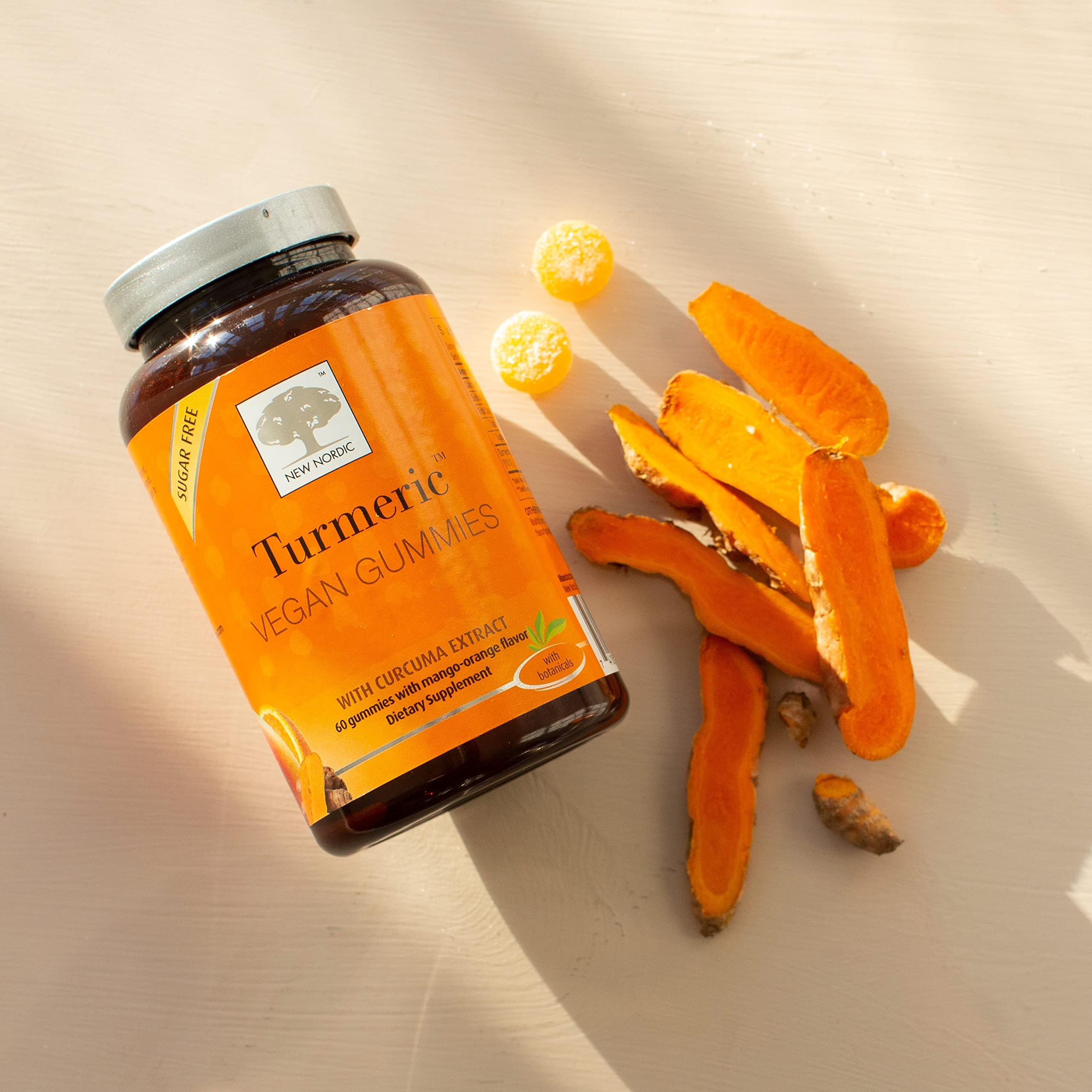 NEW NORDIC Turmeric Curcumin Gummies, Sugar Free, 300 mg Turmeric Supplement for Men and Women, Supports Normally Functioning Joints, Knees, Shoulders, Mango Orange, 60 Count NEW NORDIC uk supplements