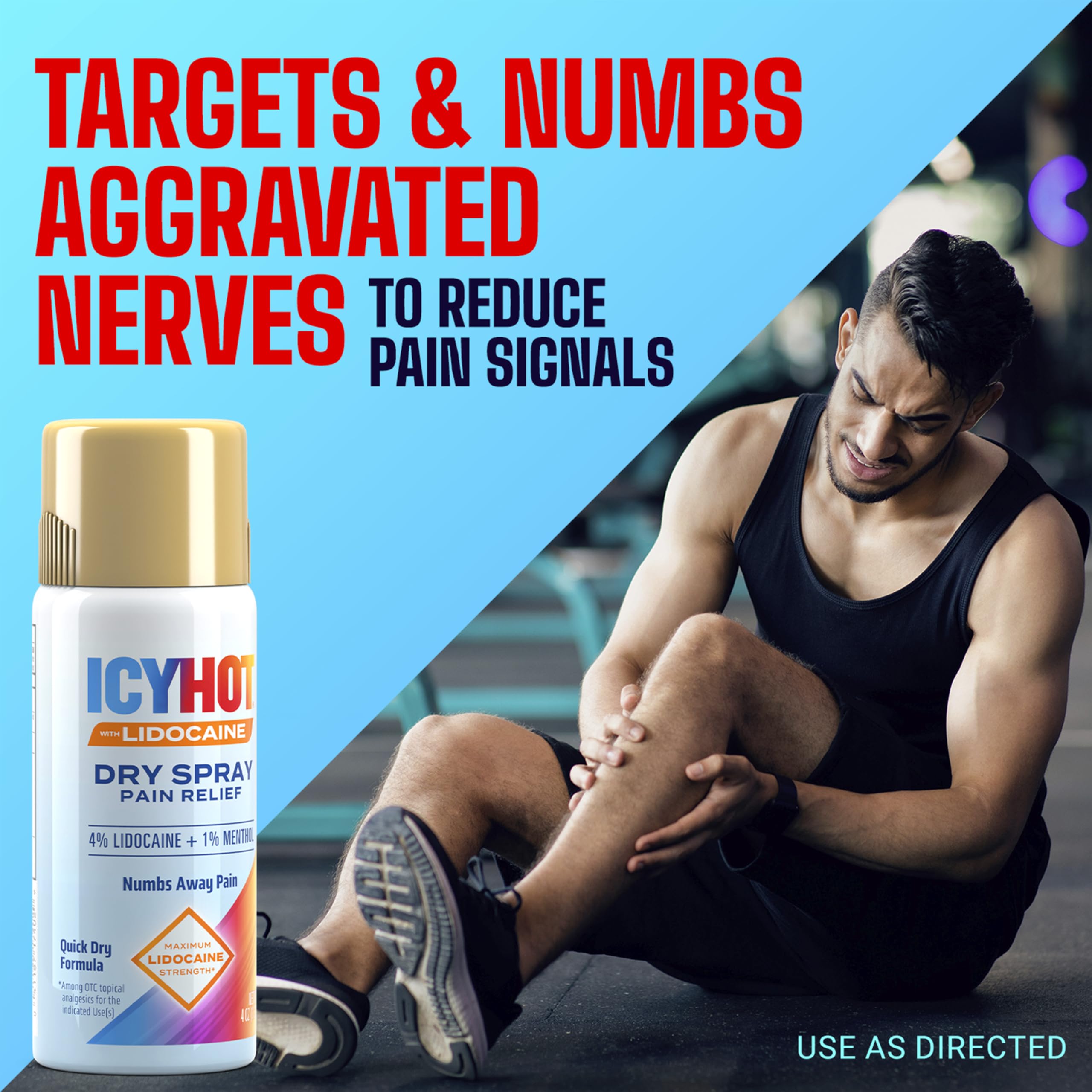 Icy Hot Lidocaine Pain Relief Dry Spray, Numb Aggravated Nerves with Max Strength Lidocaine 4% and Menthol 1%, Fast-Acting Pain Relief for Minor Pain, Backaches, Sprains and Strains, 4 oz Icy Hot uk supplements