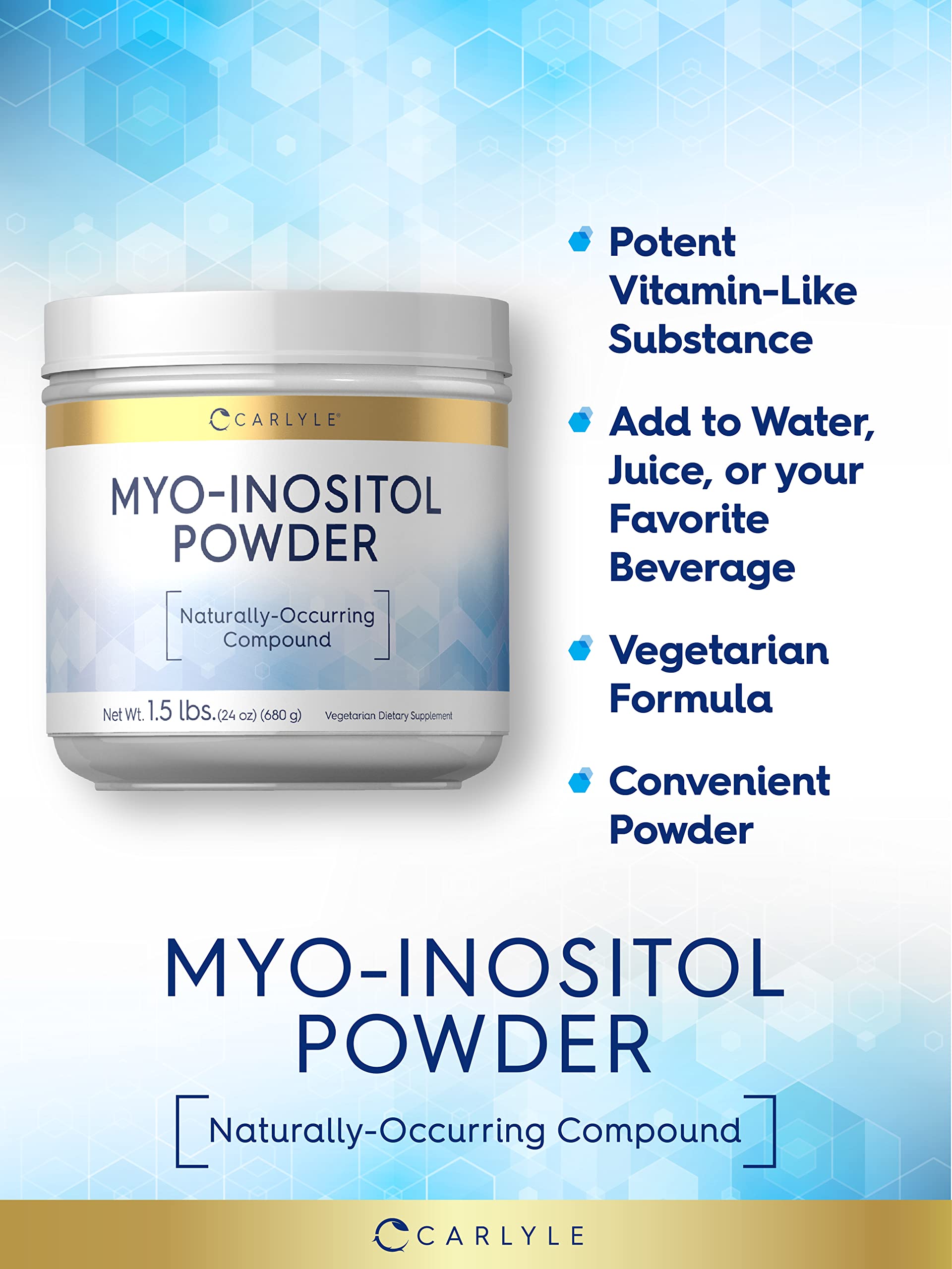 Carlyle Myo-Inositol Powder Supplement | 1.5 lbs | Naturally Occuring Compound Carlyle uk supplements