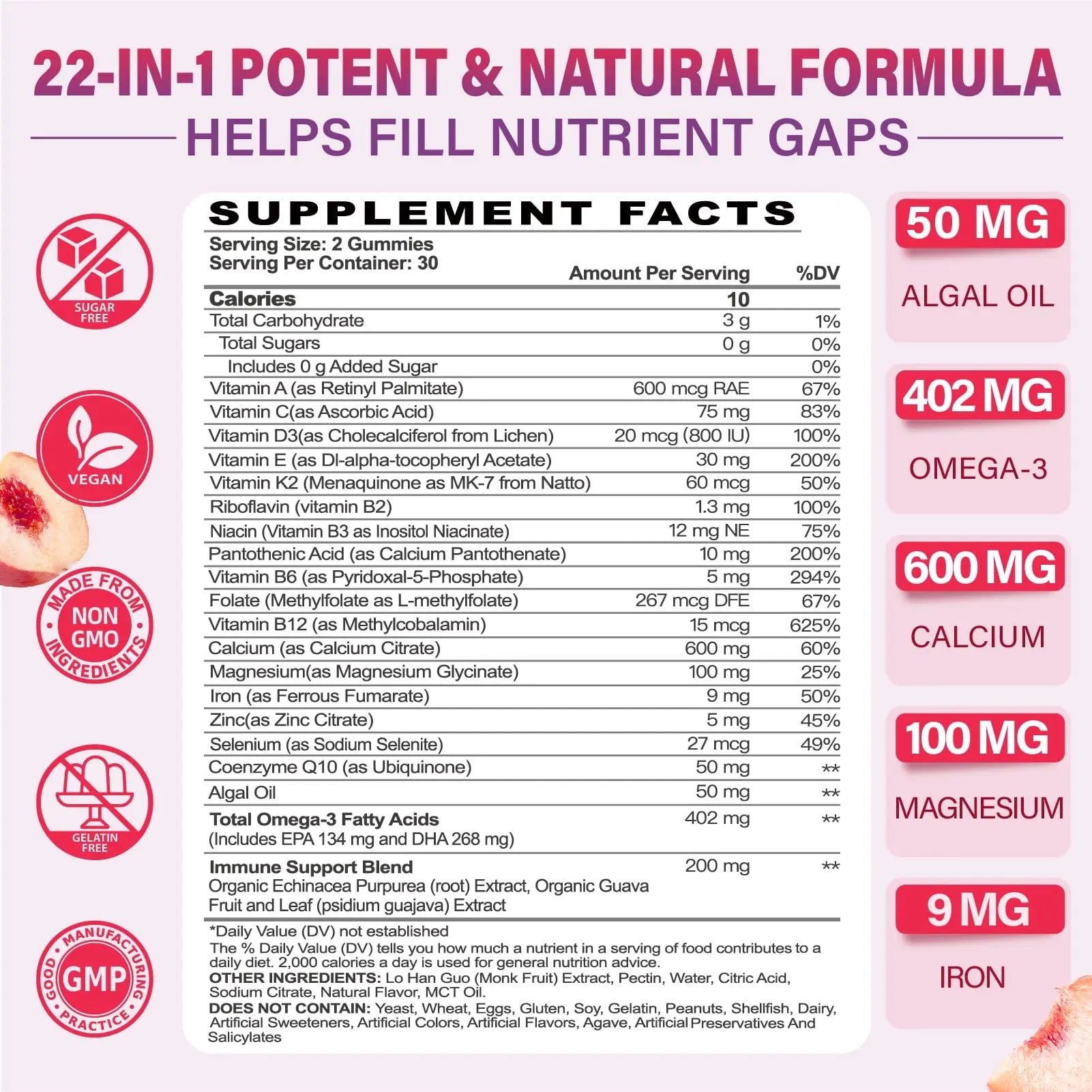 Multivitamin Gummies for Women 50 Plus - with Omega 3, Coenzyme Q10, Iron, Calcium, Zinc, Vitamin A, C, D3, E, K2, B Complex, Folate Tcemundry uk supplements