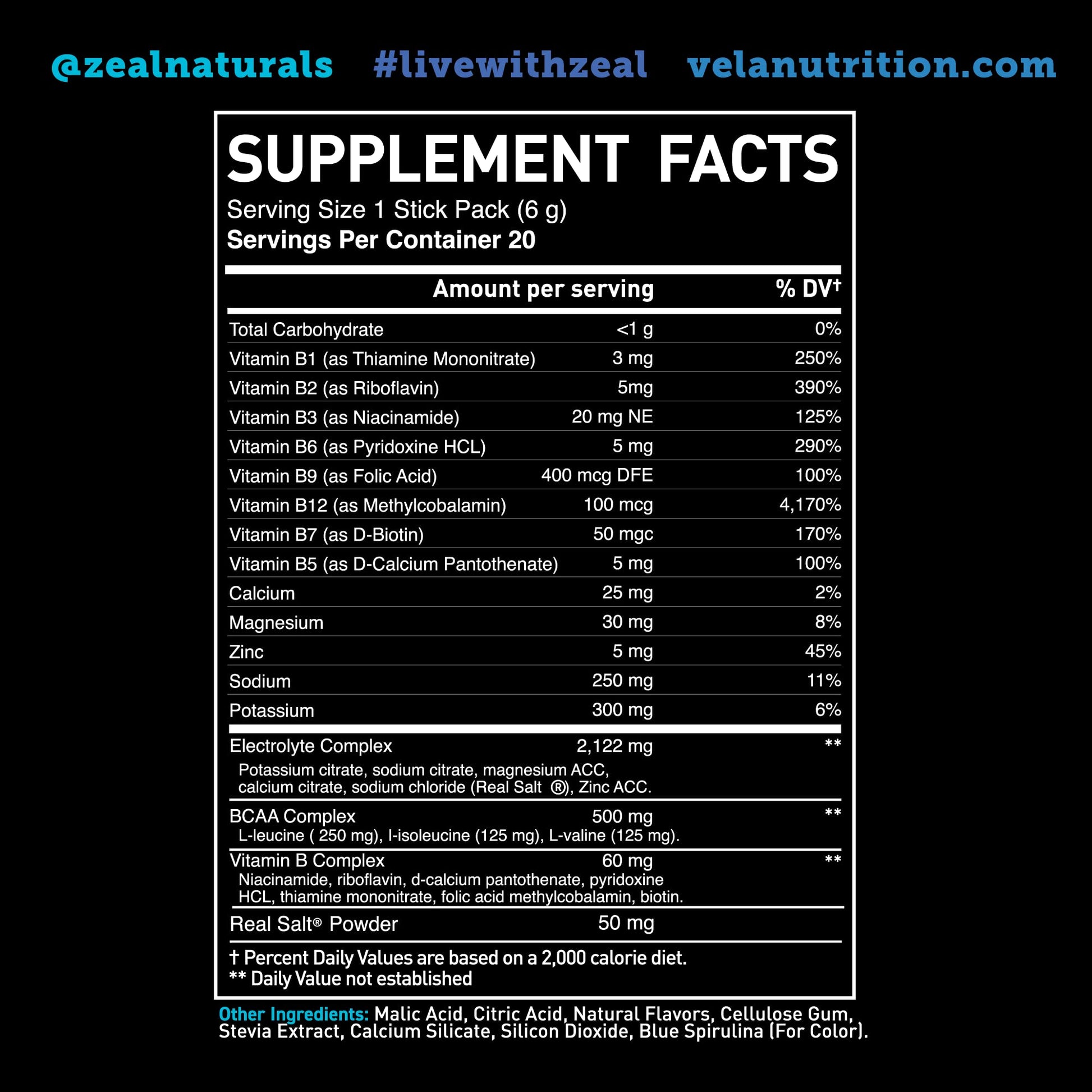 Enhanced Powder Stick Packs (Blue Raspberry - 20 Packets) Sugar Free + BCAA B-Vitamin Zeal Naturals uk supplements