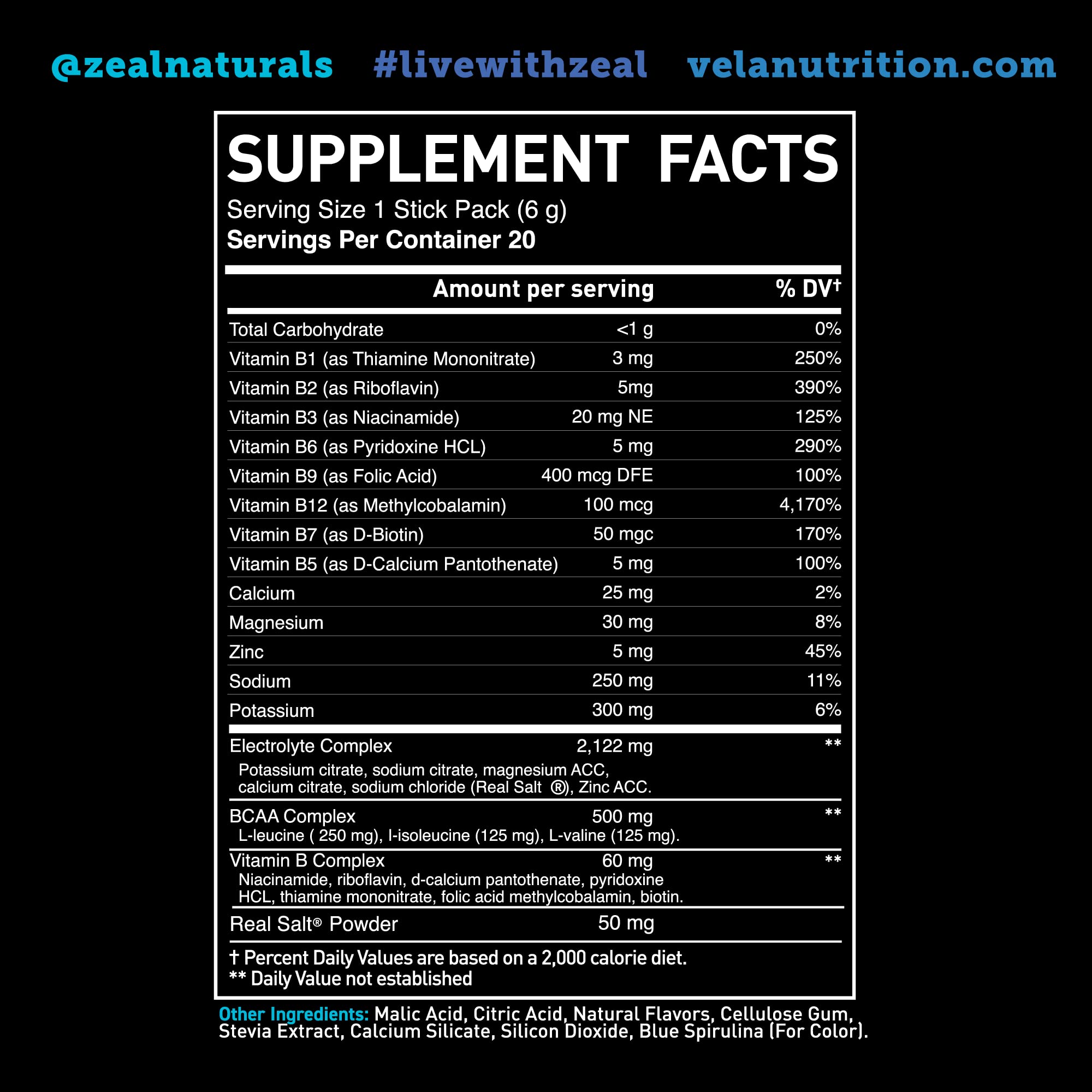 Enhanced Powder Stick Packs (Blue Raspberry - 20 Packets) Sugar Free + BCAA B-Vitamin Zeal Naturals uk supplements