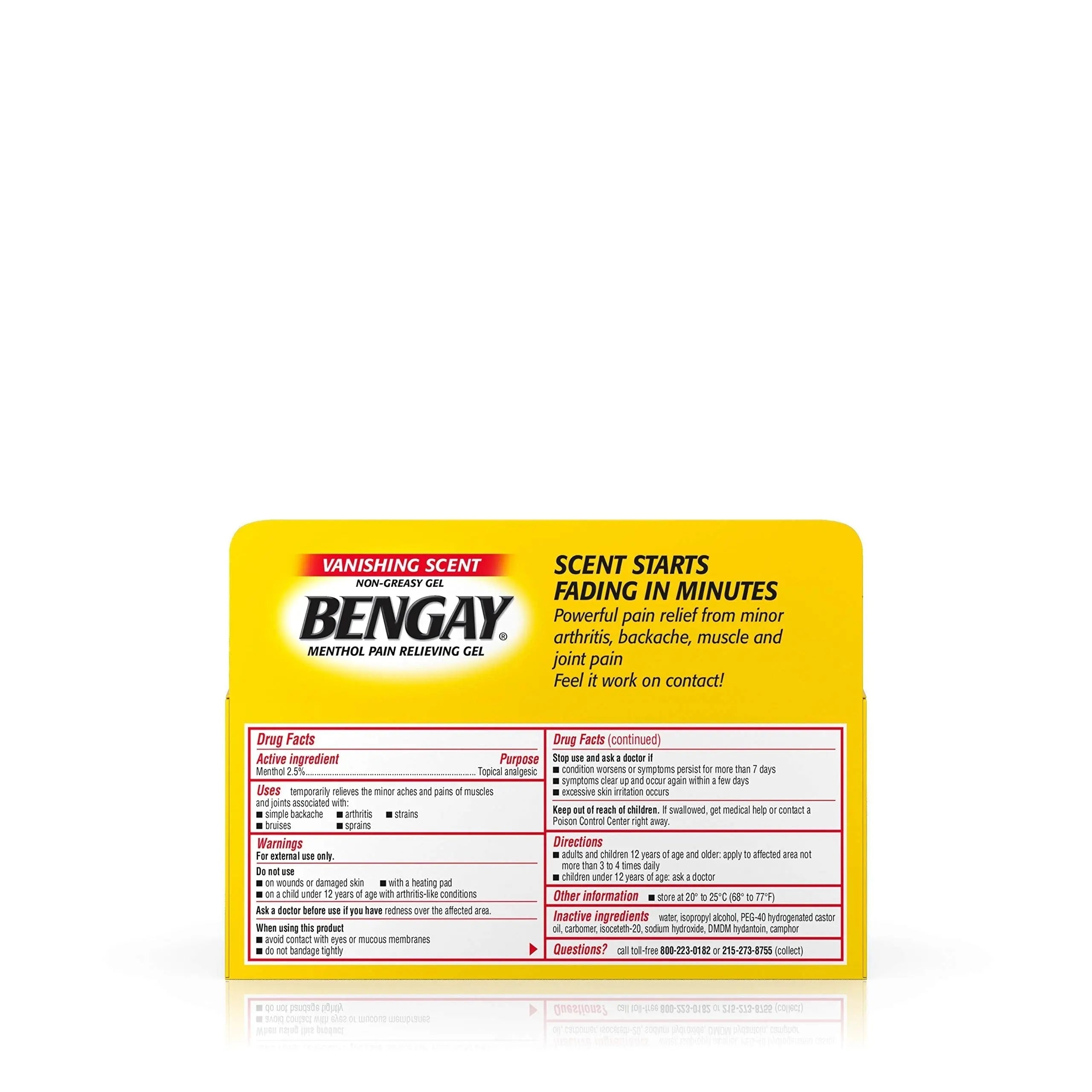 Vanishing Scent Bengay Relief Gel, Non-Greasy Topical Reliever with Cooling Menthol, 2 oz Bengay uk supplements