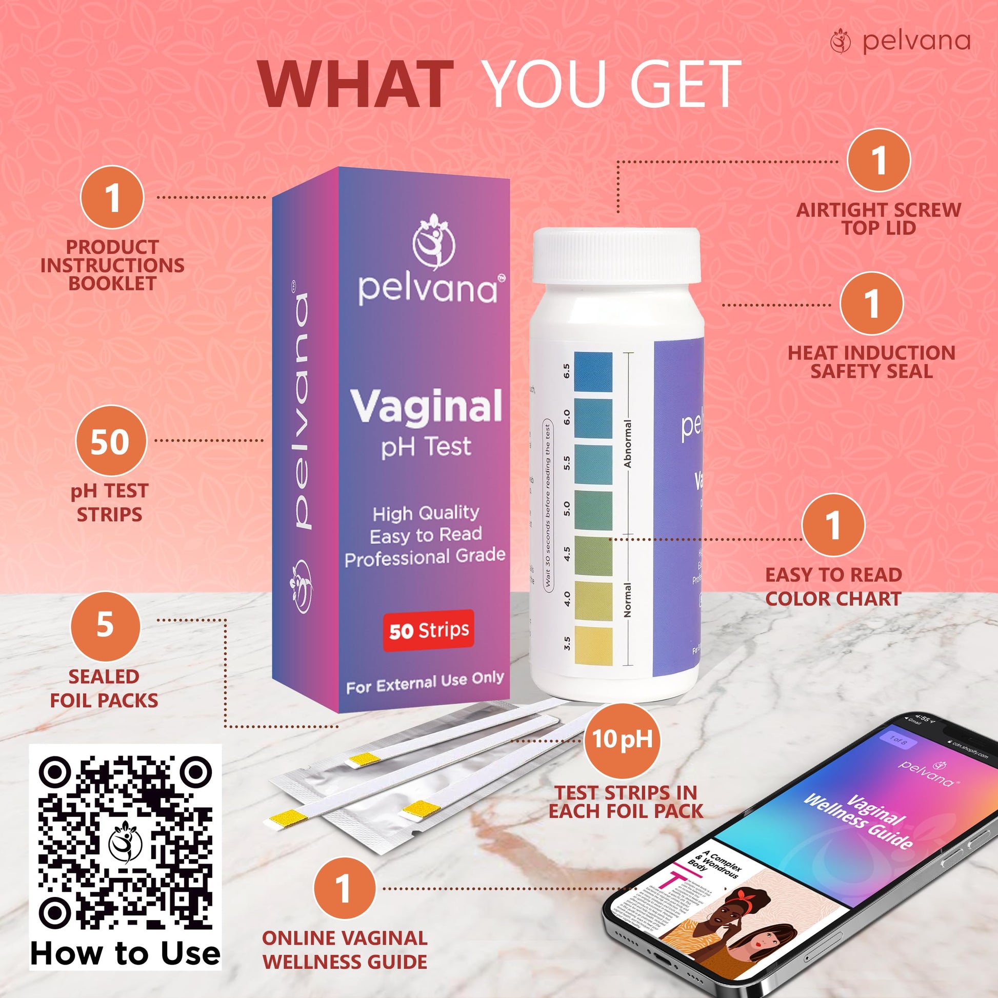 Pelvana Vaginal pH Balance Test Strips for Women 50 Strips - Vaginal pH Test Strips Pelvana uk supplements
