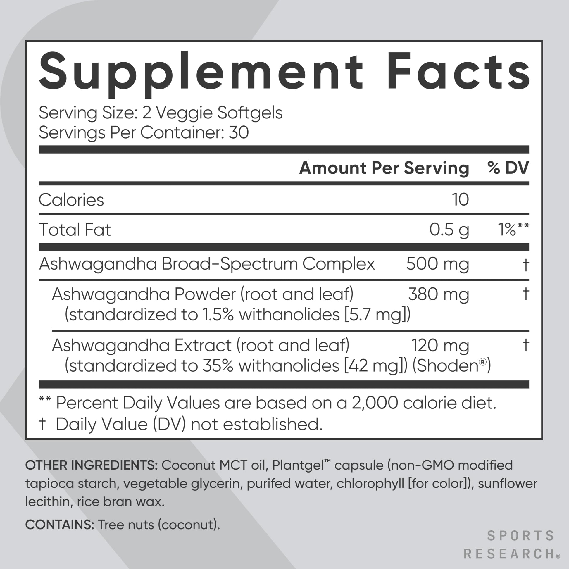 Sports Research® Ashwagandha Softgels with Coconut MCT Oil - Natural Adaptogen Sports Research uk supplements