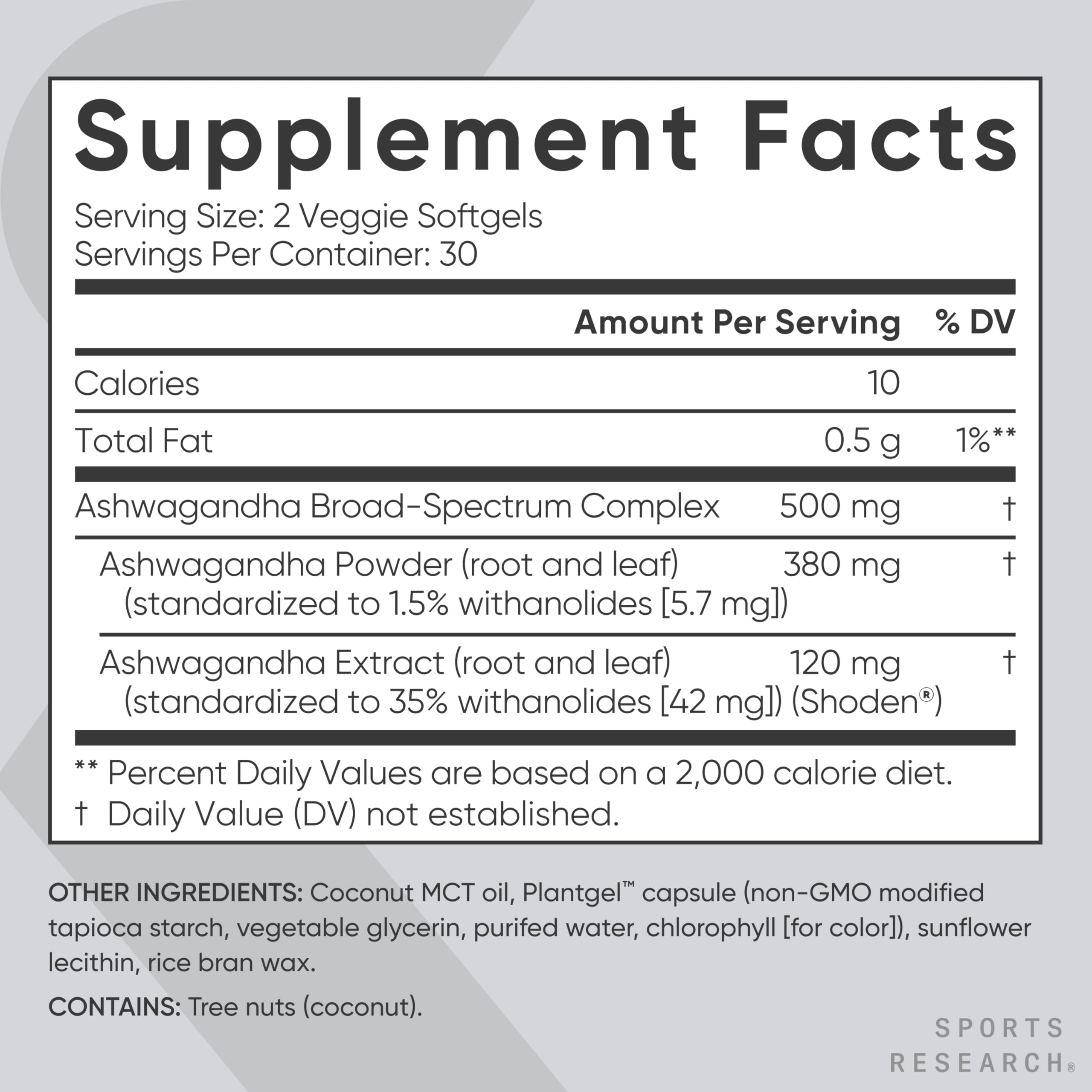 Sports Research® Ashwagandha Softgels with Coconut MCT Oil - Natural Adaptogen Sports Research uk supplements