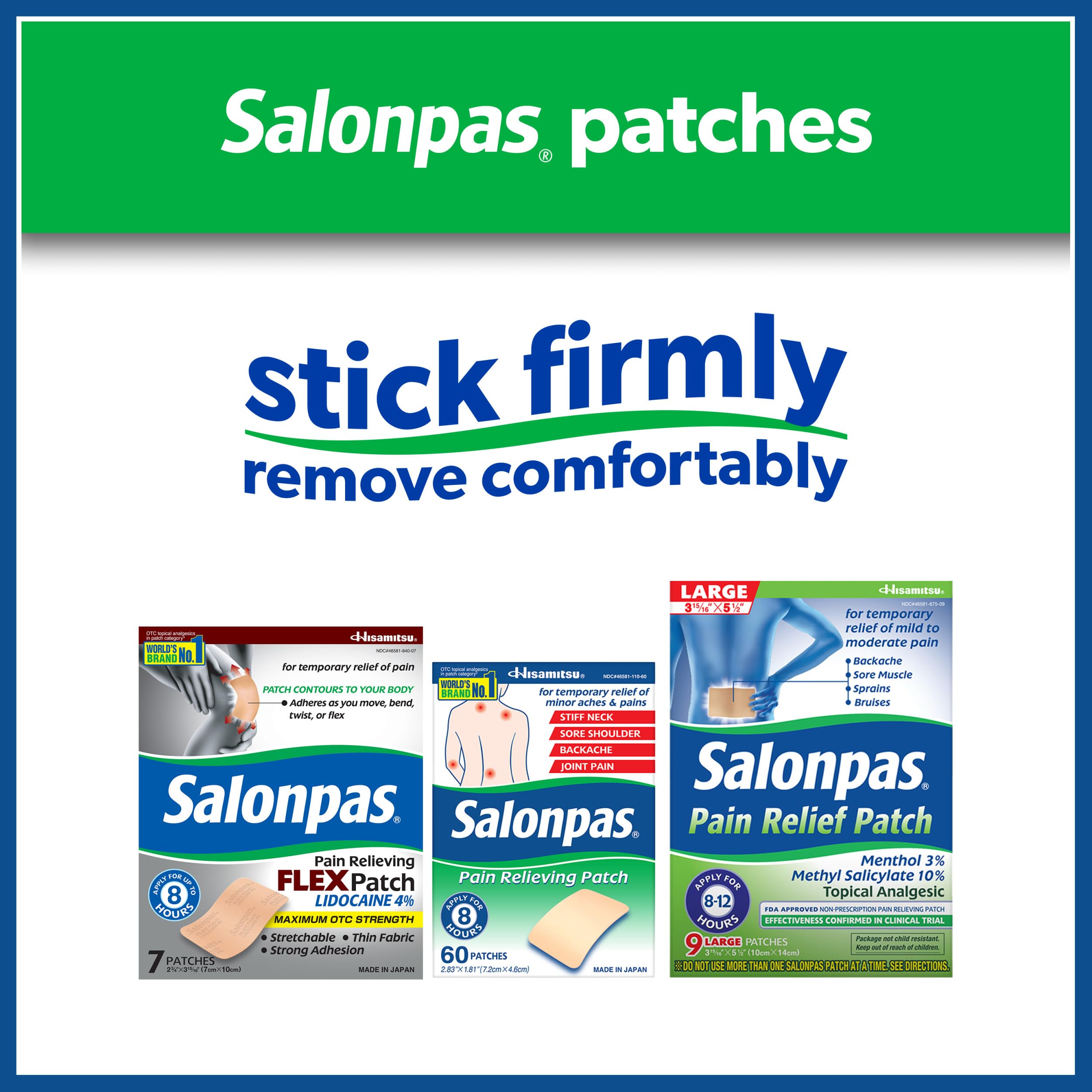 Salonpas Maximum OTC Strength Lidocaine 4% Pain Relieving Flex Patch, Apply for Up to 8 Hours, Unscented, Thin, Flexible, Lightweight, Patch Stays in Place, 7 Patches Salonpas uk supplements