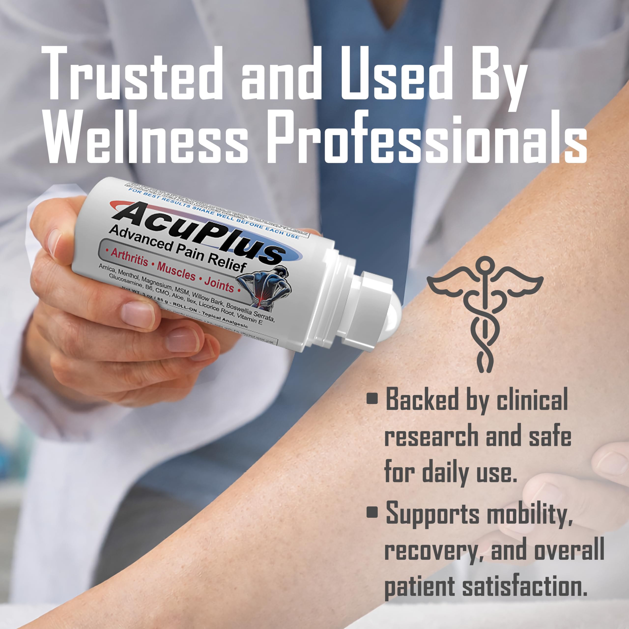 AcuPlus - Pain Relief Roll On - Topical Anti Inflammatory to Soothe Muscles & Joints - Arthritis Pain Reliever, Bursitis, Tendonitis Cream - TSA Compliant, Convenient Roll On - 3 fl. oz. (Pack of 1) AcuPlus uk supplements