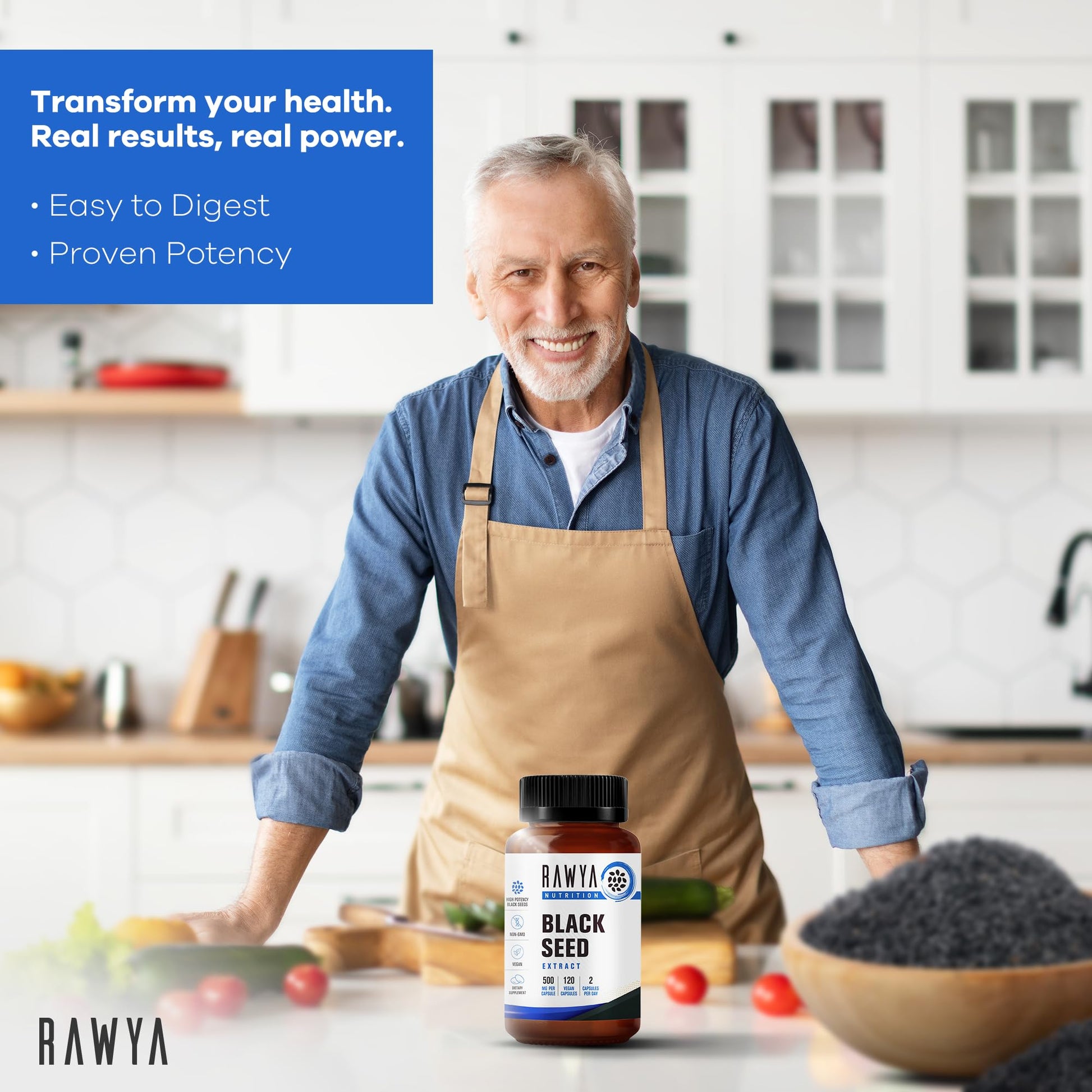 RAWYA Nutrition, Black Seed Extract, 120 Vegan Capsules, Nigella Sativa, Black Cumin RAWYA uk supplements