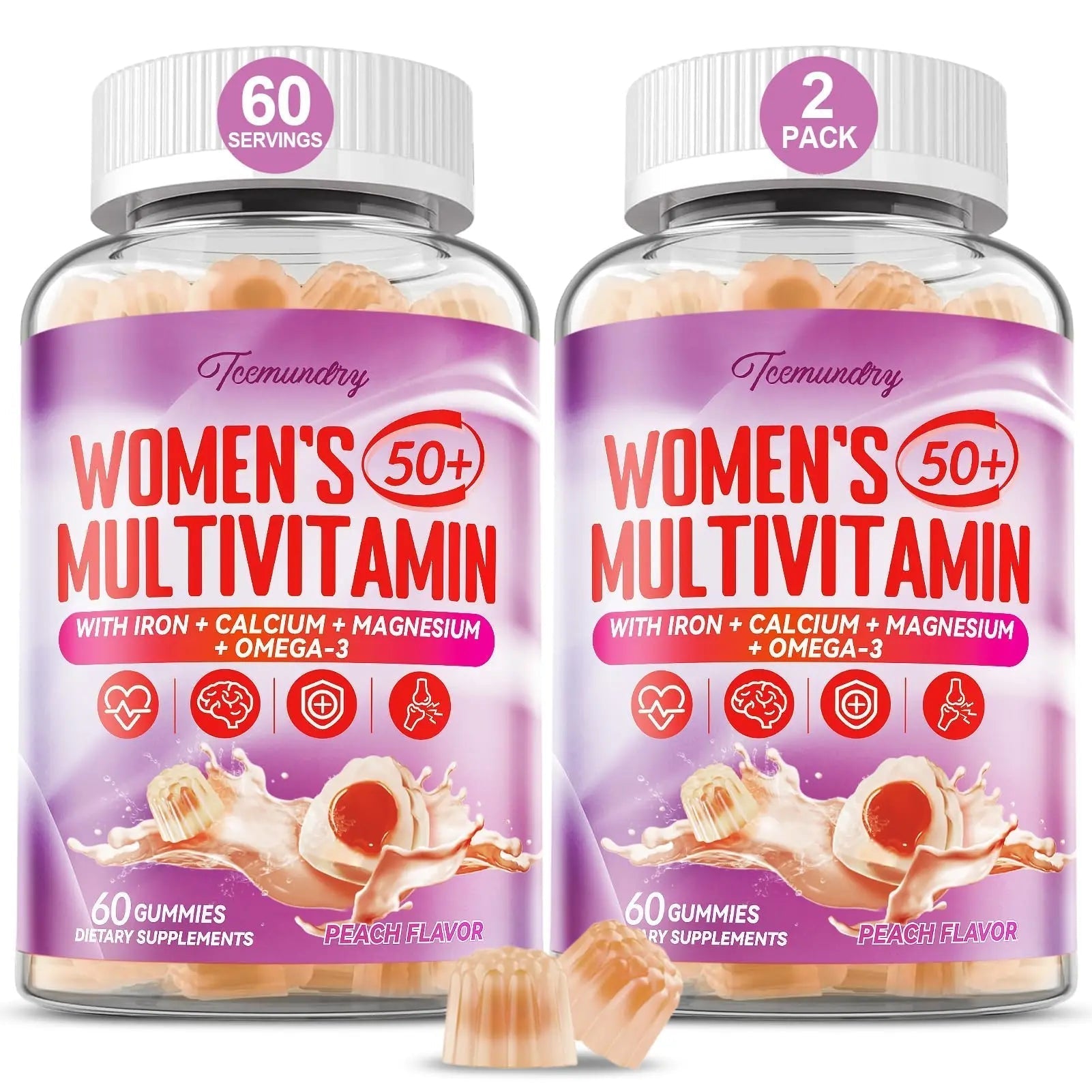 Multivitamin Gummies for Women 50 Plus - with Omega 3, Coenzyme Q10, Iron, Calcium, Zinc, Vitamin A, C, D3, E, K2, B Complex, Folate Tcemundry uk supplements