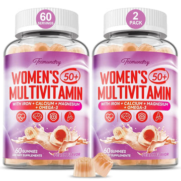 Multivitamin Gummies for Women 50 Plus - with Omega 3, Coenzyme Q10, Iron, Calcium, Zinc, Vitamin A, C, D3, E, K2, B Complex, Folate Tcemundry uk supplements