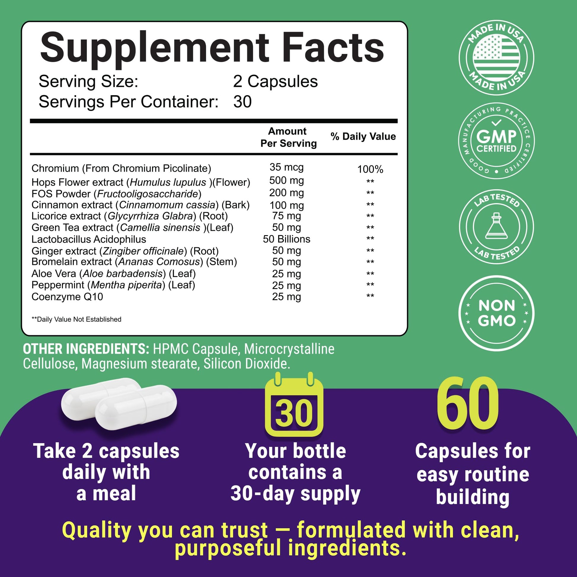 Uncle Scientist GLP-1 Probiotic Dietary Supplement, Supports Healthy Appetite and Metabolic Function - Chromium, Green Tea, Cinnamon, Probiotics & Herbal Blend, 60 Capsules (30-Day Supply) Uncle Scientist uk supplements