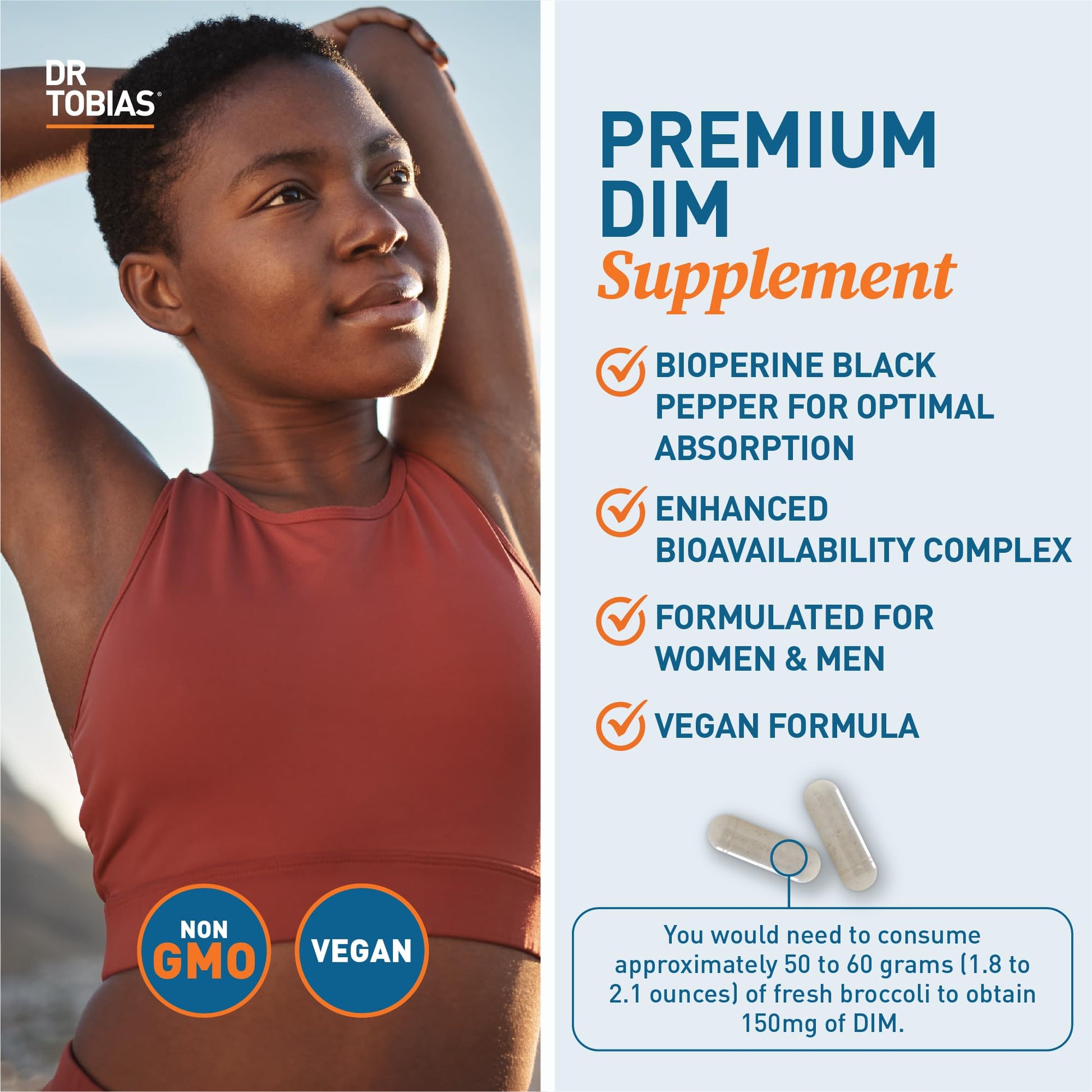 Dr. Tobias DIM Complex, Hormone Balance for Women & Men, DIM Supplement with BioPerine, Broccoli Extract & Calcium D-Glucarate Estrogen Detox Balance Complex, Non-GMO, Vegan, 60 Capsules Dr. Tobias uk supplements