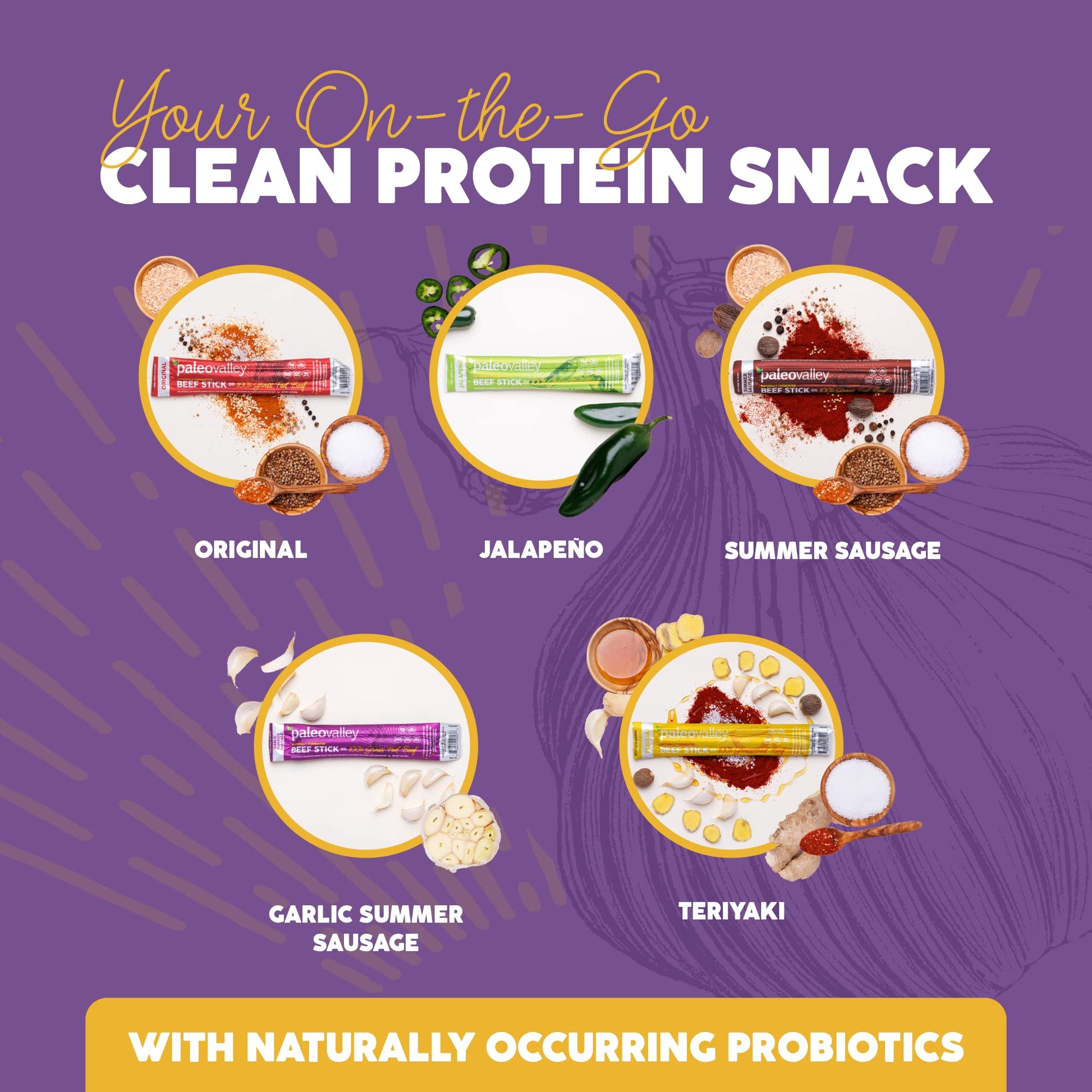 Paleovalley 100% Grass Fed Garlic Summer Sausage Beef Sticks - Delicious Gluten Free Beef Snack - High Protein Keto Friendly Paleovalley uk supplements