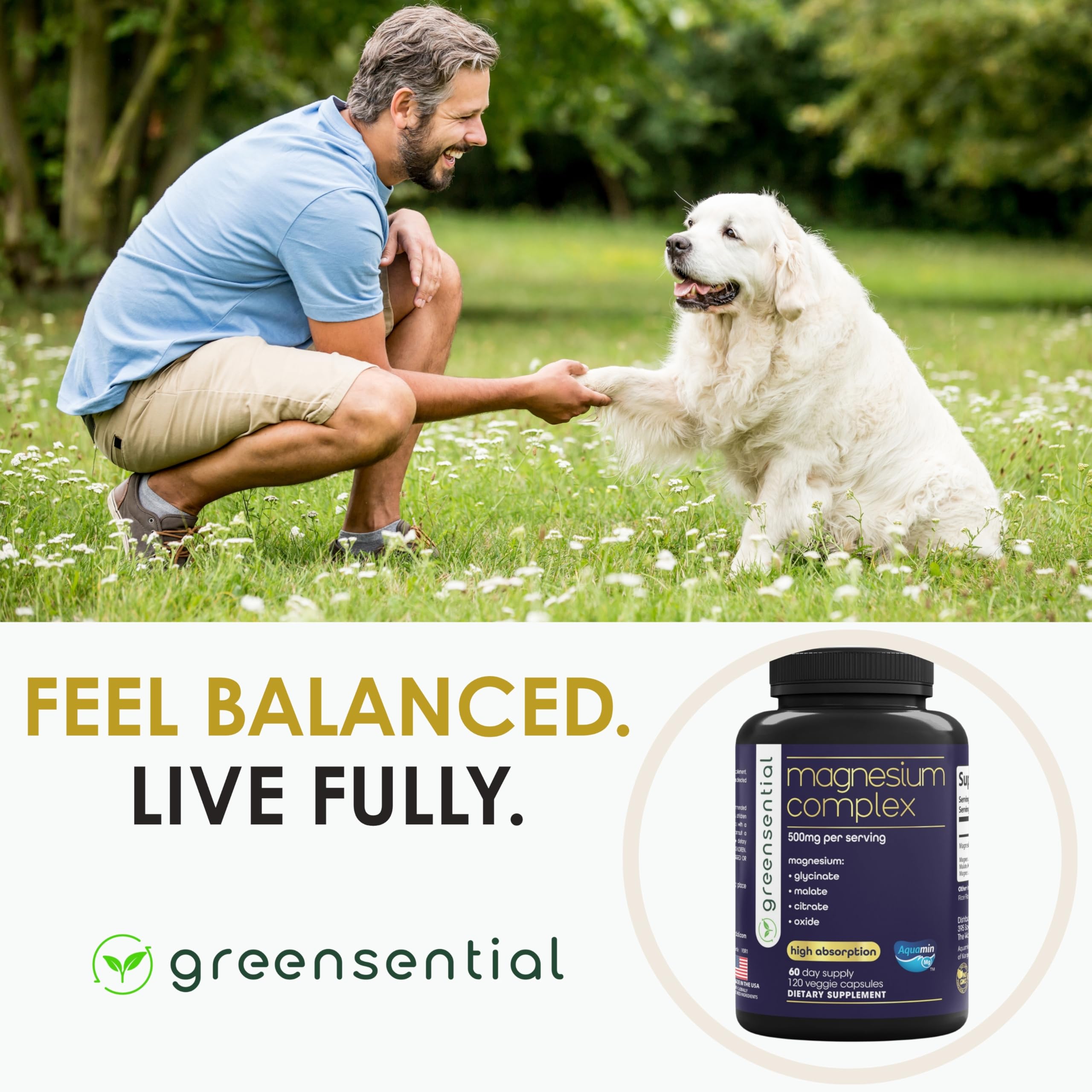 Greensential 5-in-1 Magnesium Complex 500mg | Glycinate, Malate, Citrate, Oxide & Aquamin® | for Sleep, Muscle & Heart Support | High Absorption, Vegan, 120 Capsules Greensential uk supplements