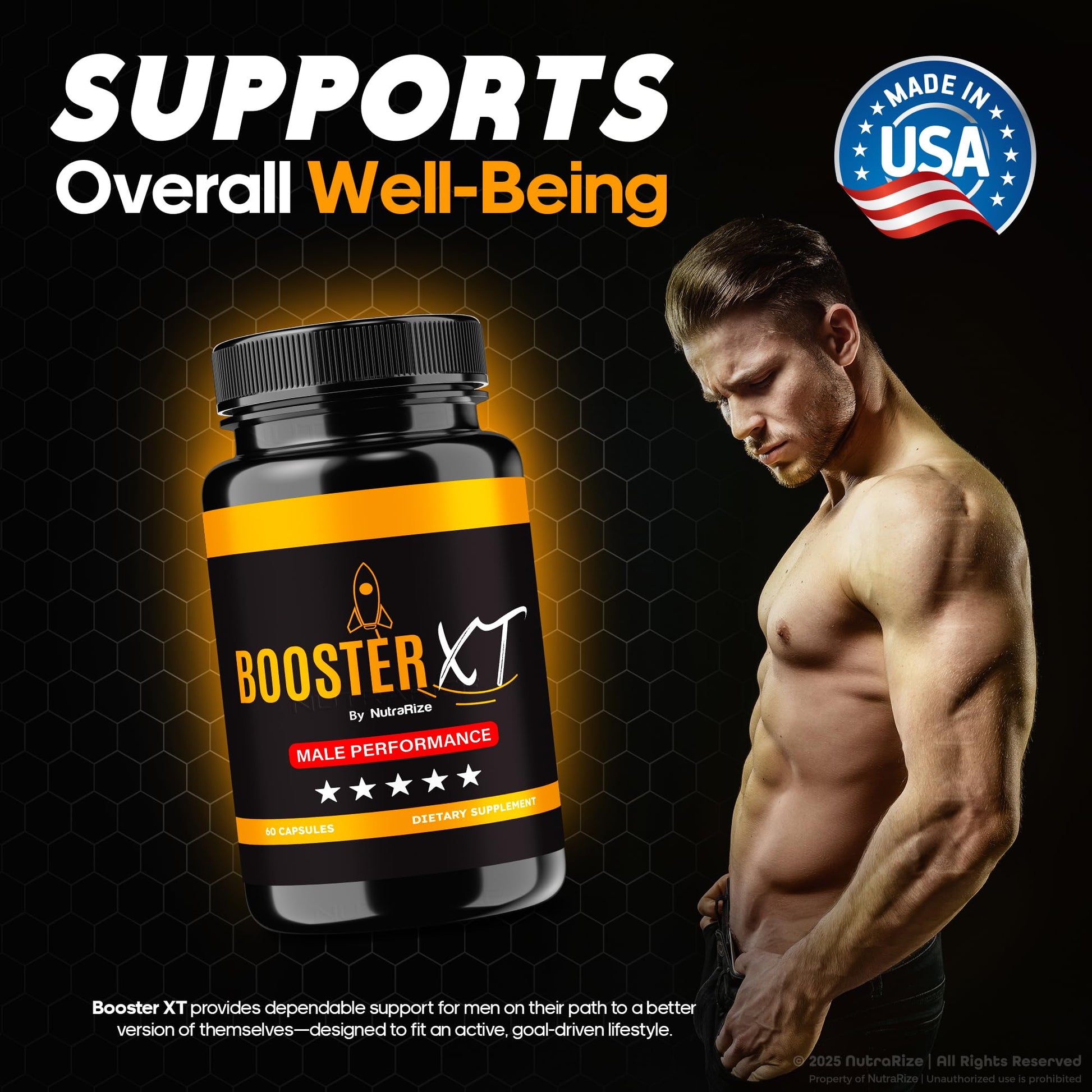 NutraRize Booster XT for Men, Male Enhancing Capsules, Premium Formula to Support Daily Energy & Peak Performance, Multivitamin Pills for Overall Health, BoosterXT Reviews (60 Capsules) NutraRize uk supplements