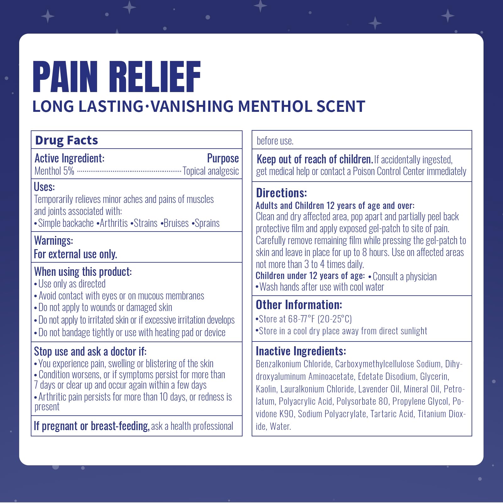 ZEEY 5% Menthol Overnight Pain Relief Patches, French Lavender Oil Pain Patch for Back, Knee, Neck, Shoulders, Joints, Muscle Soreness, Fast Acting, Topical Analgesic, Gel Patch, 3.94" x 2.76", 5Ct ZEEY uk supplements