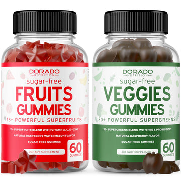Fruit and Veggies Supplement (120 Gummies) - Premium Sugar-Free Superfood Super Green & Fruit Gummies for Adults - Immunity Support for Men & Women - Non GMO, Vegan Safe & Made in USA DORADO NUTRITION uk supplements