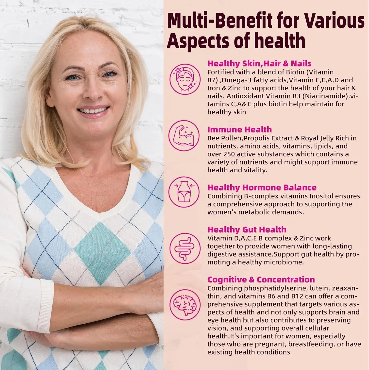 Lerinettia Multivitamin for Women Gummies for 40+ with Omega-3, Niacinamide, B-Complex, Lutein, Iron, Choline, Phosphatidylserine, Vitamin D3 Lerinettia uk supplements
