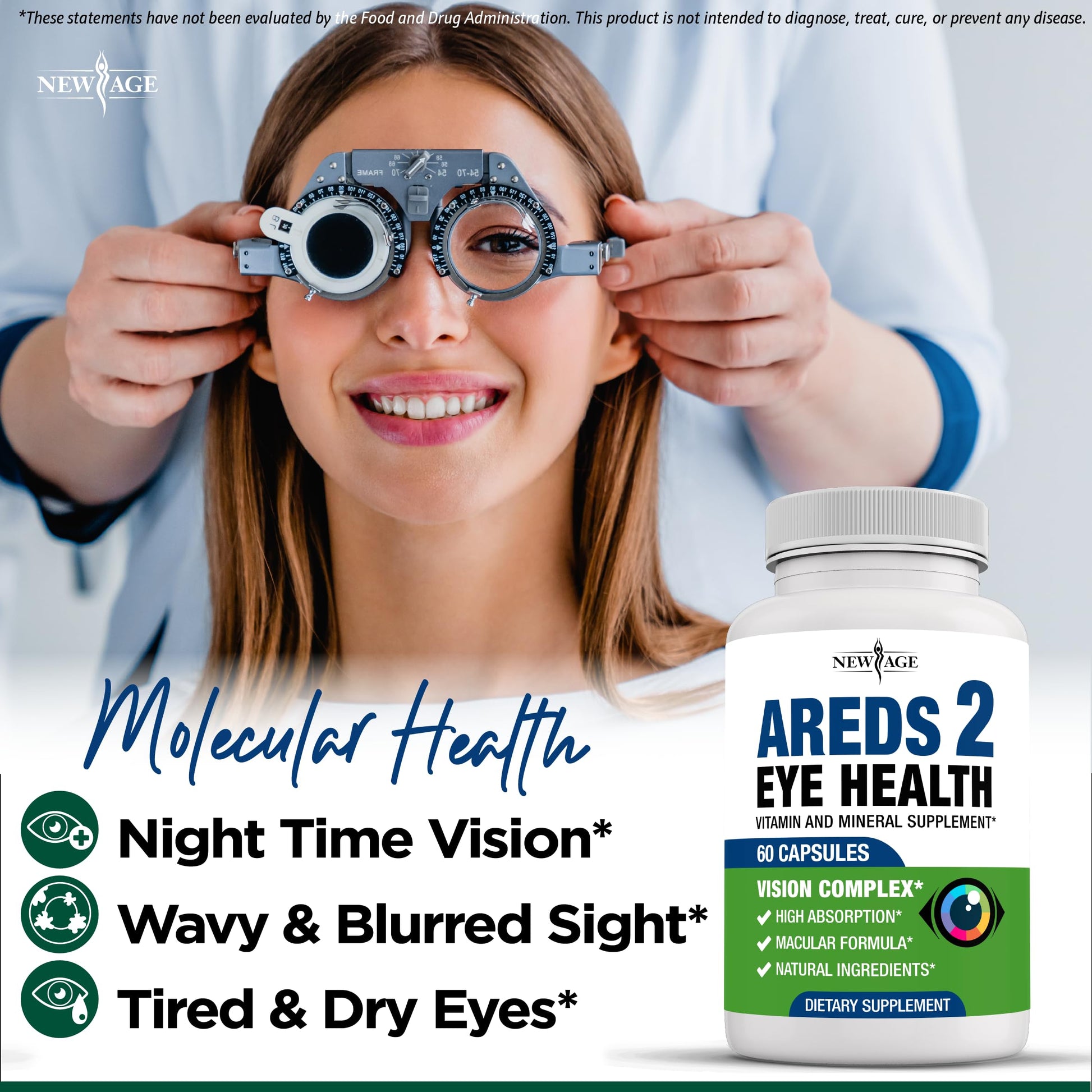 NEW AGE AREDS 2 Eye Vitamins - Lutein, Zeaxanthin, Bilberry, Astaxanthin Mineral Vision Supplement - 180 Count NEW AGE uk supplements