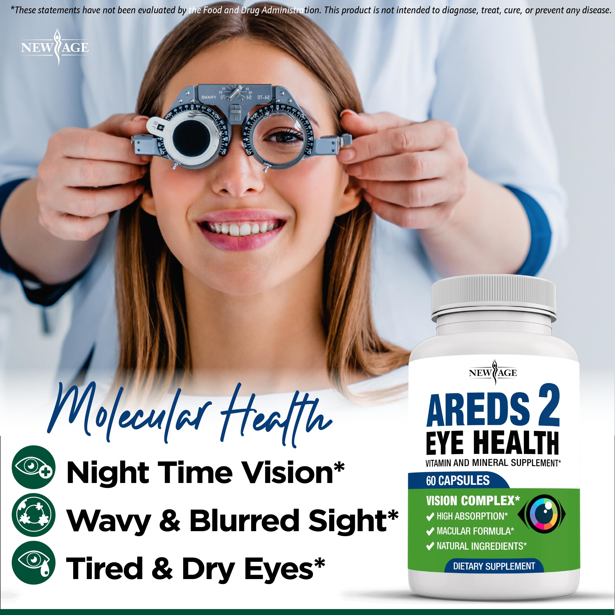 NEW AGE AREDS 2 Eye Vitamins - Lutein, Zeaxanthin, Bilberry, Astaxanthin Mineral Vision Supplement - 180 Count NEW AGE uk supplements