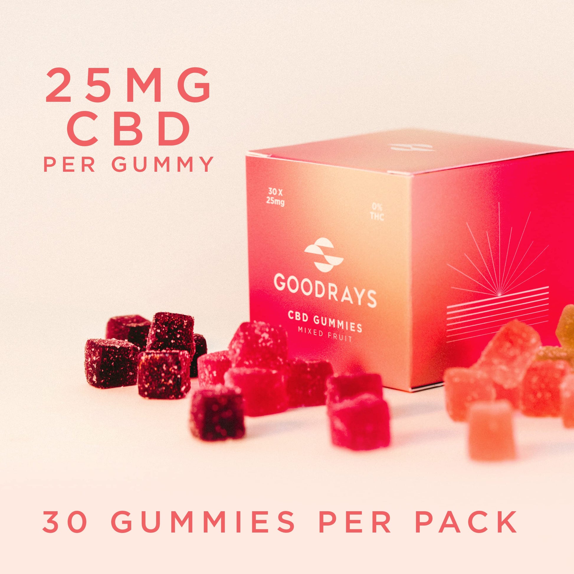 Goodrays - CBD Gummies - High Strength 30 x 25mg Mixed Fruits CBD Edibles Goodrays uk supplements